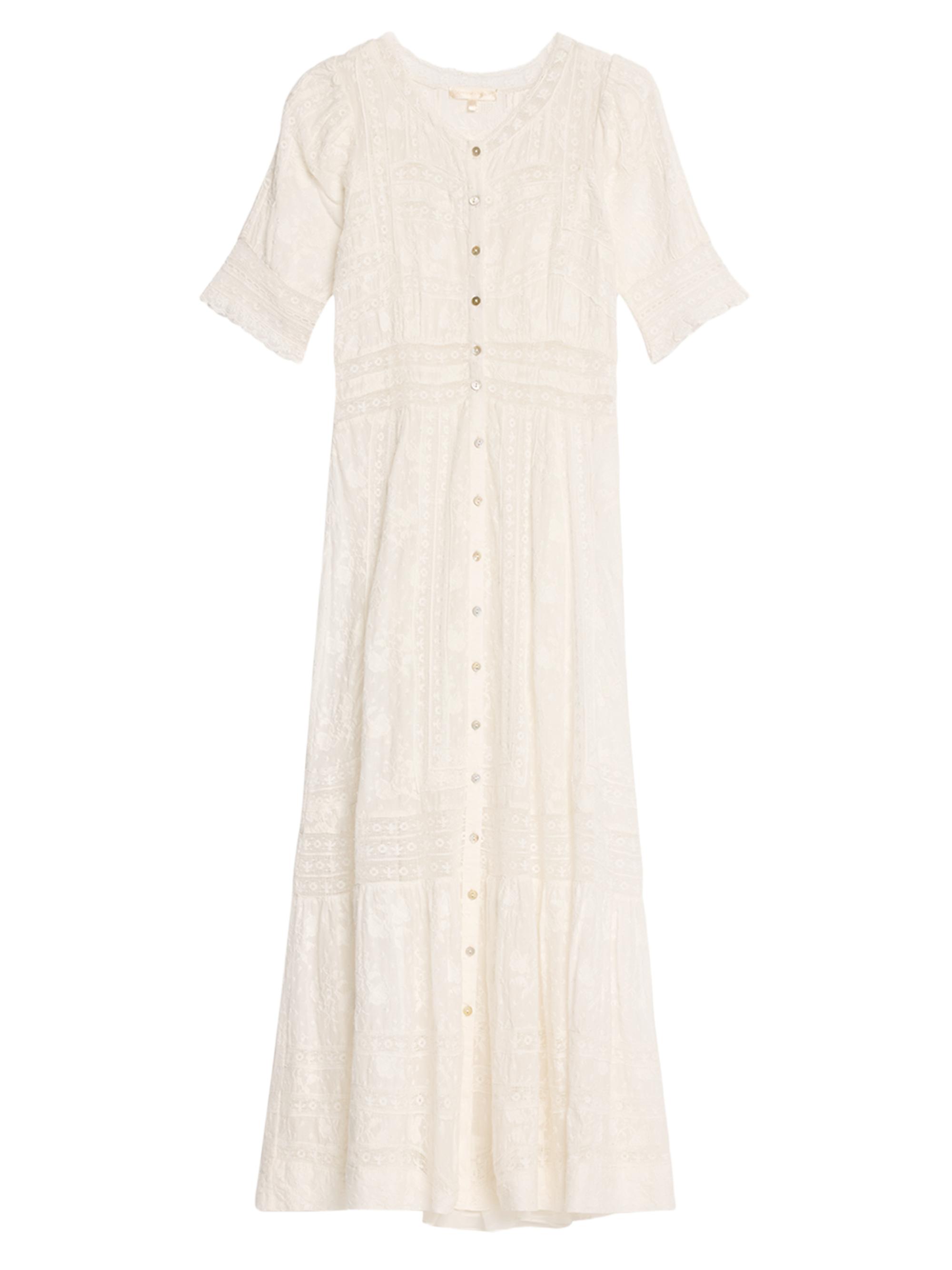 LoveShackFancy Women's Minka Lace-Trim Cotton Midi-Dress - True White