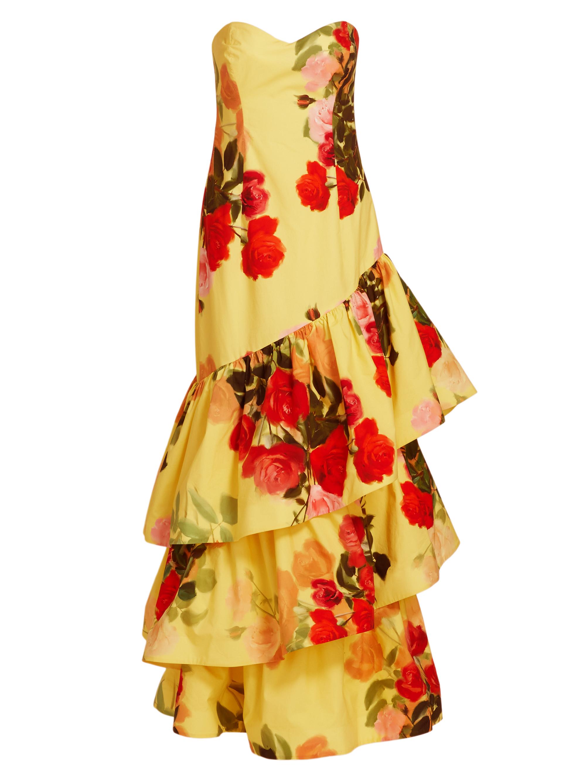 Cara Cara Women's Willa Floral Strapless Ruffle Gown - Le Rose Yellow