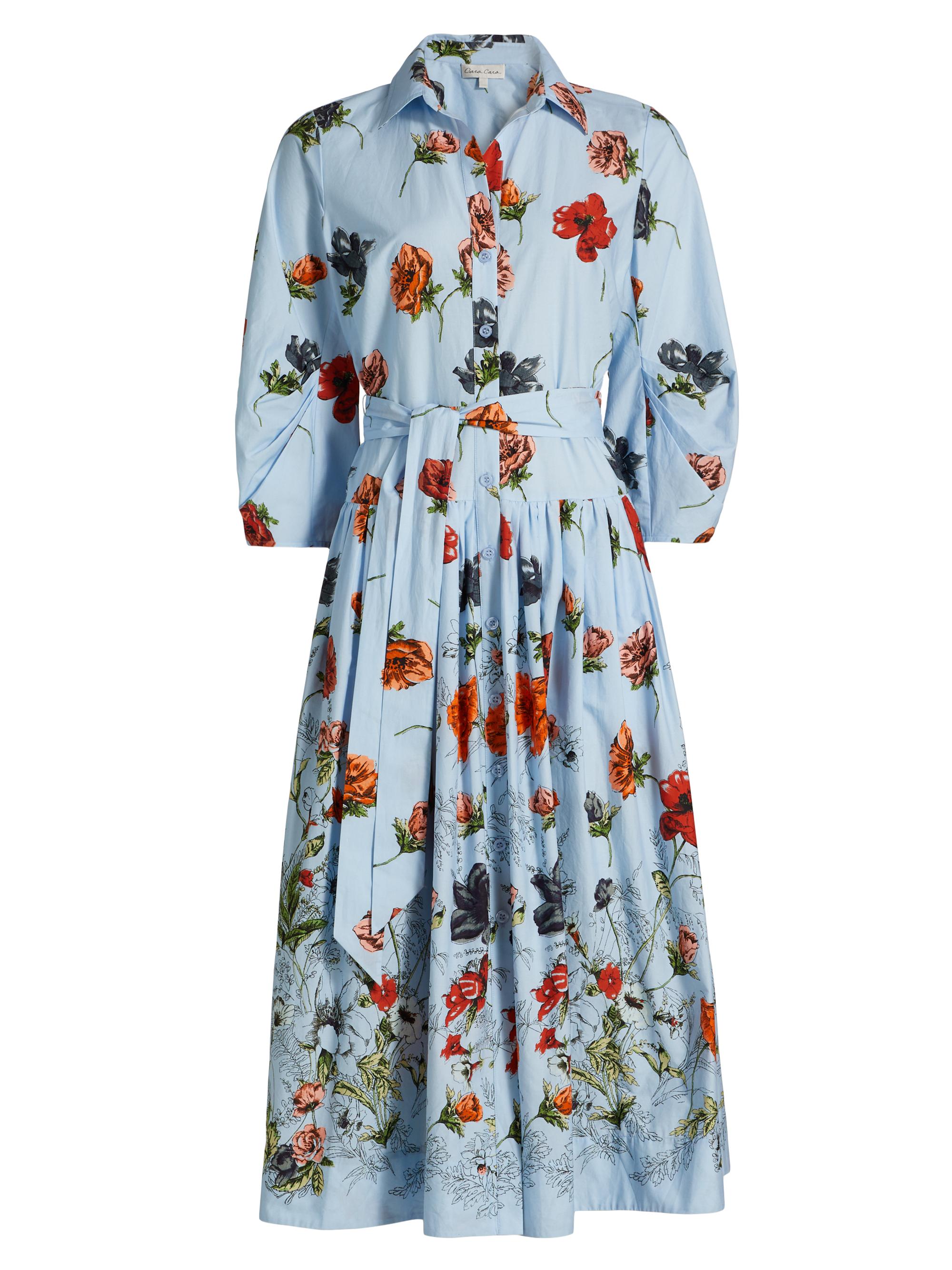 Cara Cara Women's Raya Floral Fit & Flare Shirtdress - Botanica Blue