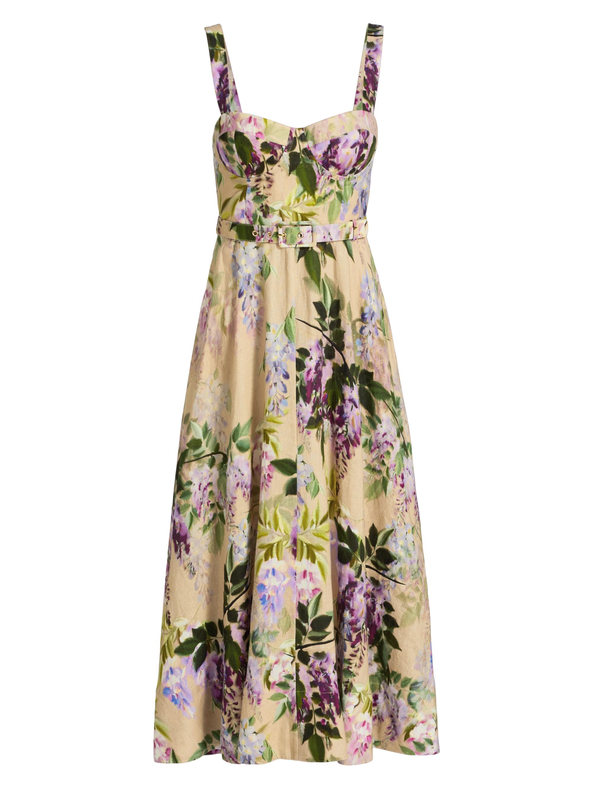 Cara Cara Calypso Floral Linen Midi-Dress | Saks Fifth Avenue