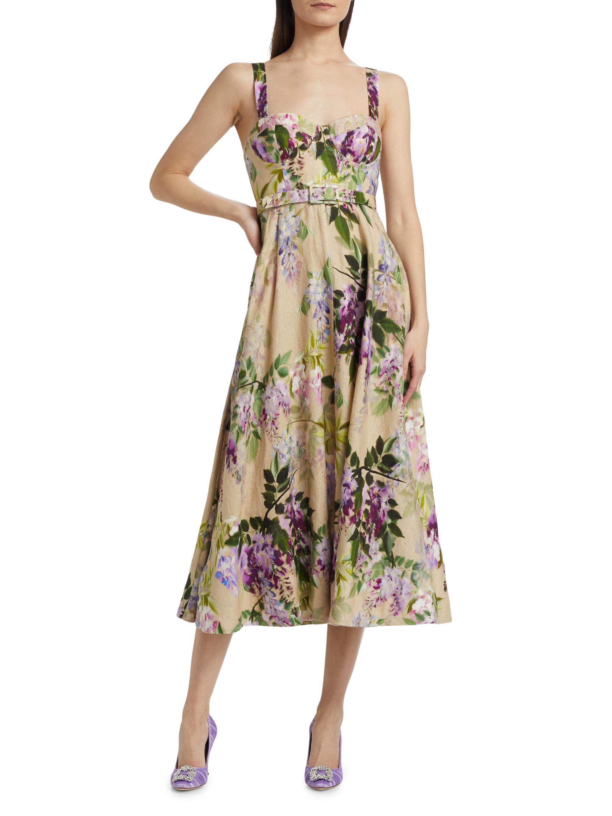 Cara Cara Calypso Floral Linen Midi-Dress Saks Fifth Avenue