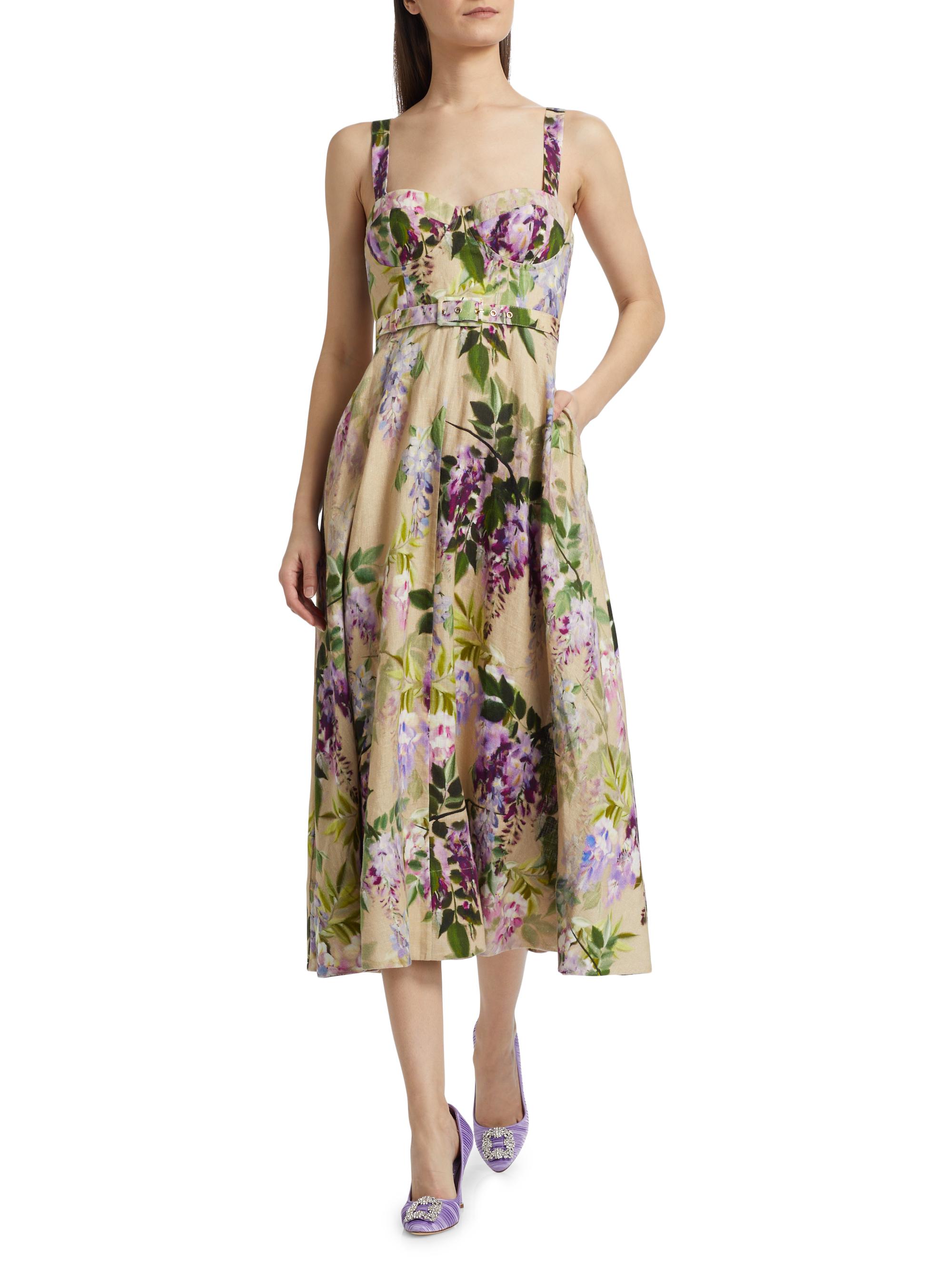 Cara Cara Calypso Floral Linen Midi-Dress | Saks Fifth Avenue