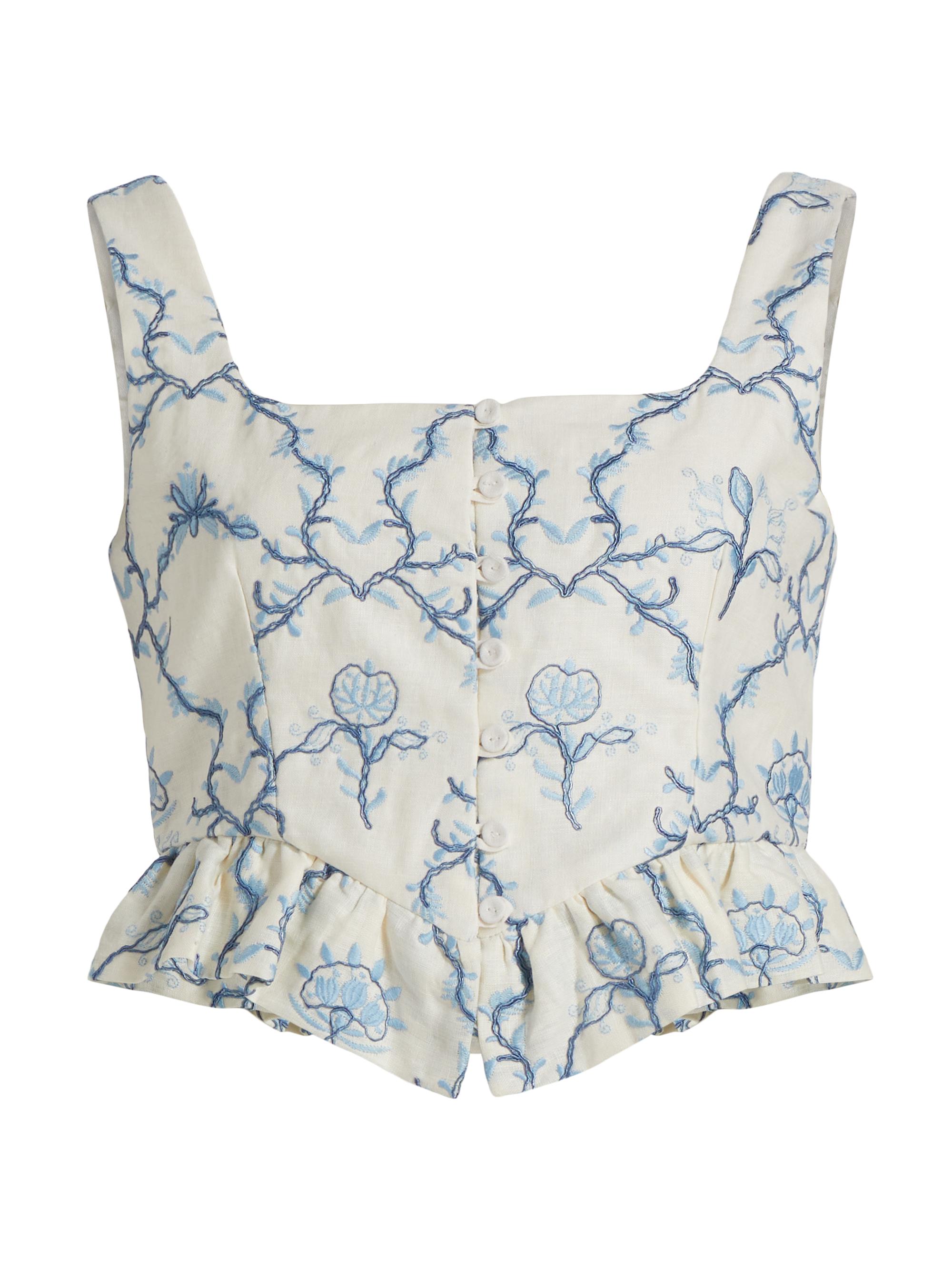 Agua by Agua Bendita Women's Eslabon Floritura Linen Top