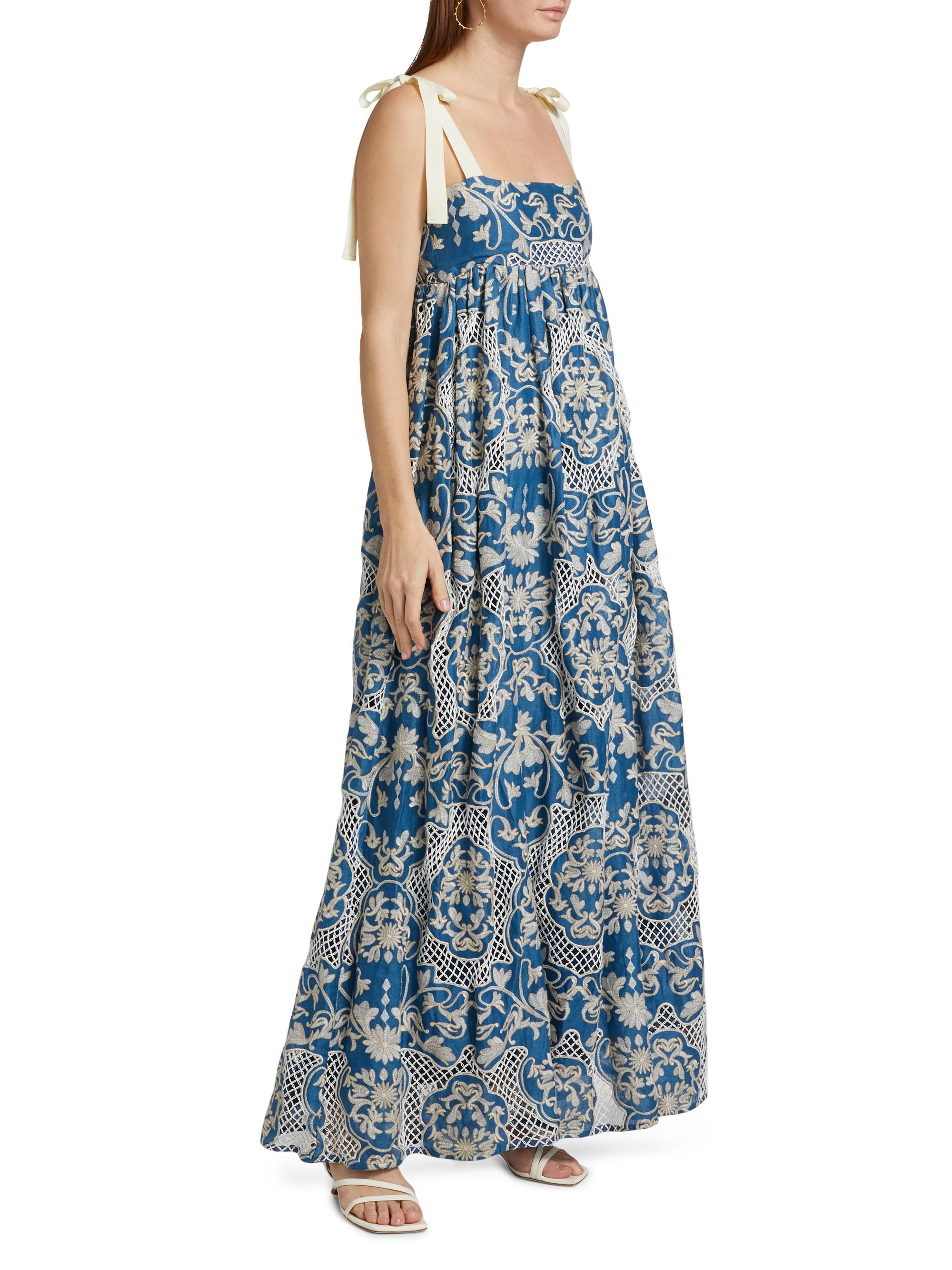 Agua by Agua Bendita Verbena Ribbons Embroidered Maxi Dress | Saks Fifth  Avenue