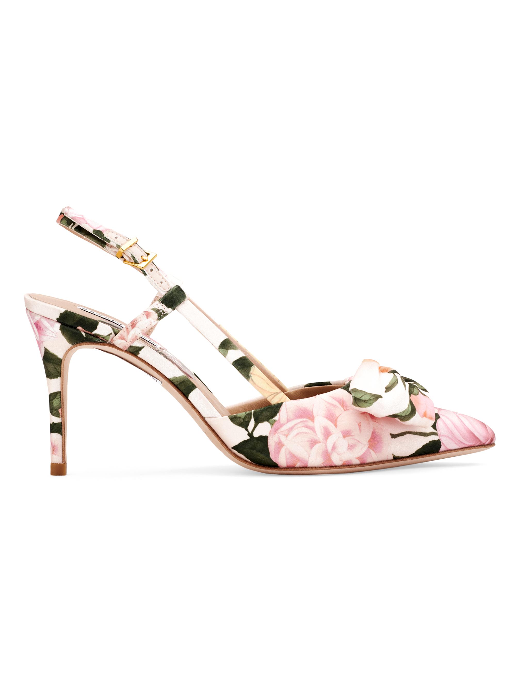Sachin & Babi Women's Lenox Obi-Bow 5MM Floral Satin Pumps - Pink Lemonade Bouquet