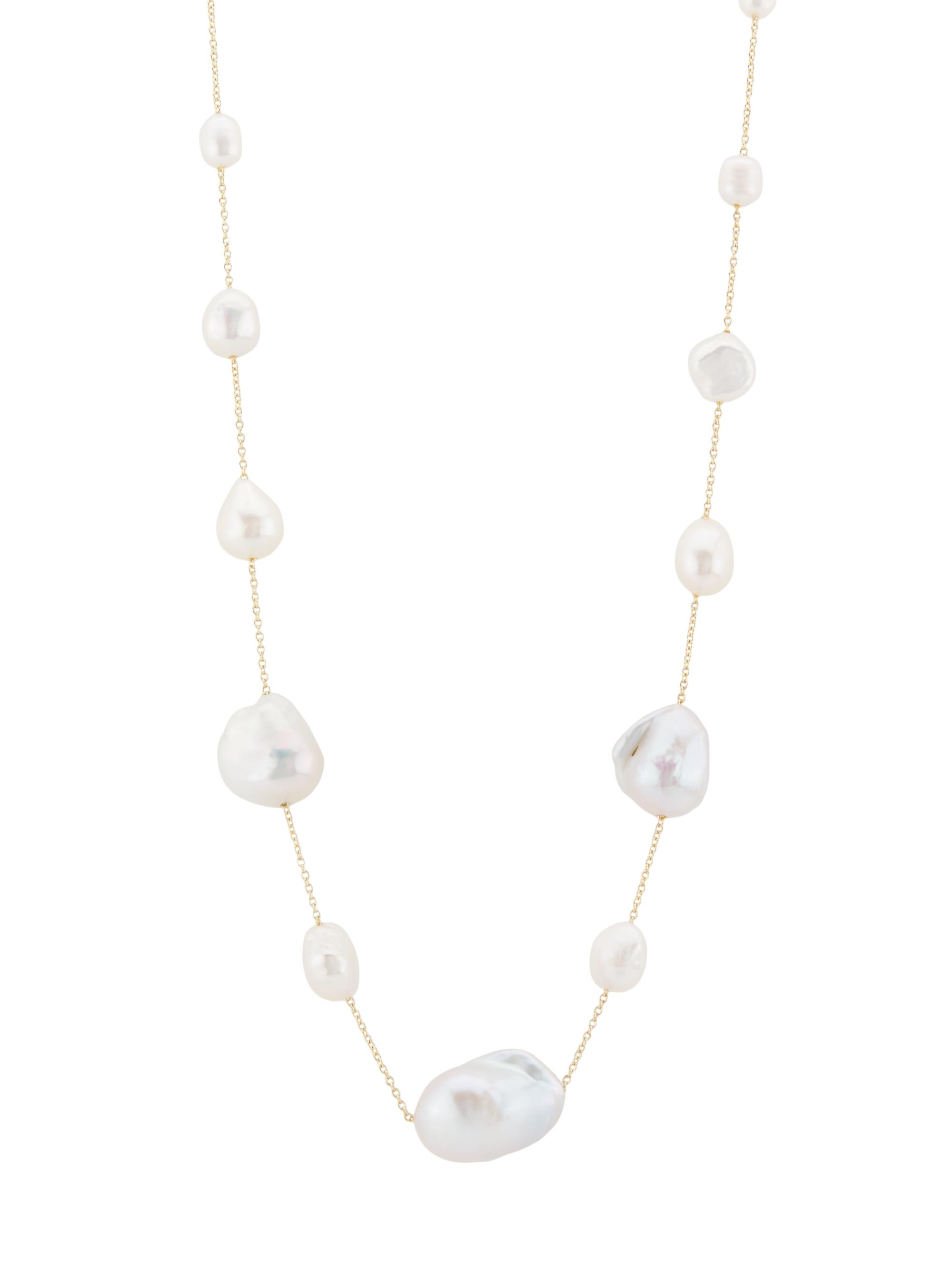 Kenneth Jay Lane Women's 14K-Gold-Plated & Freshwater Pearl Station Necklace - Pearl