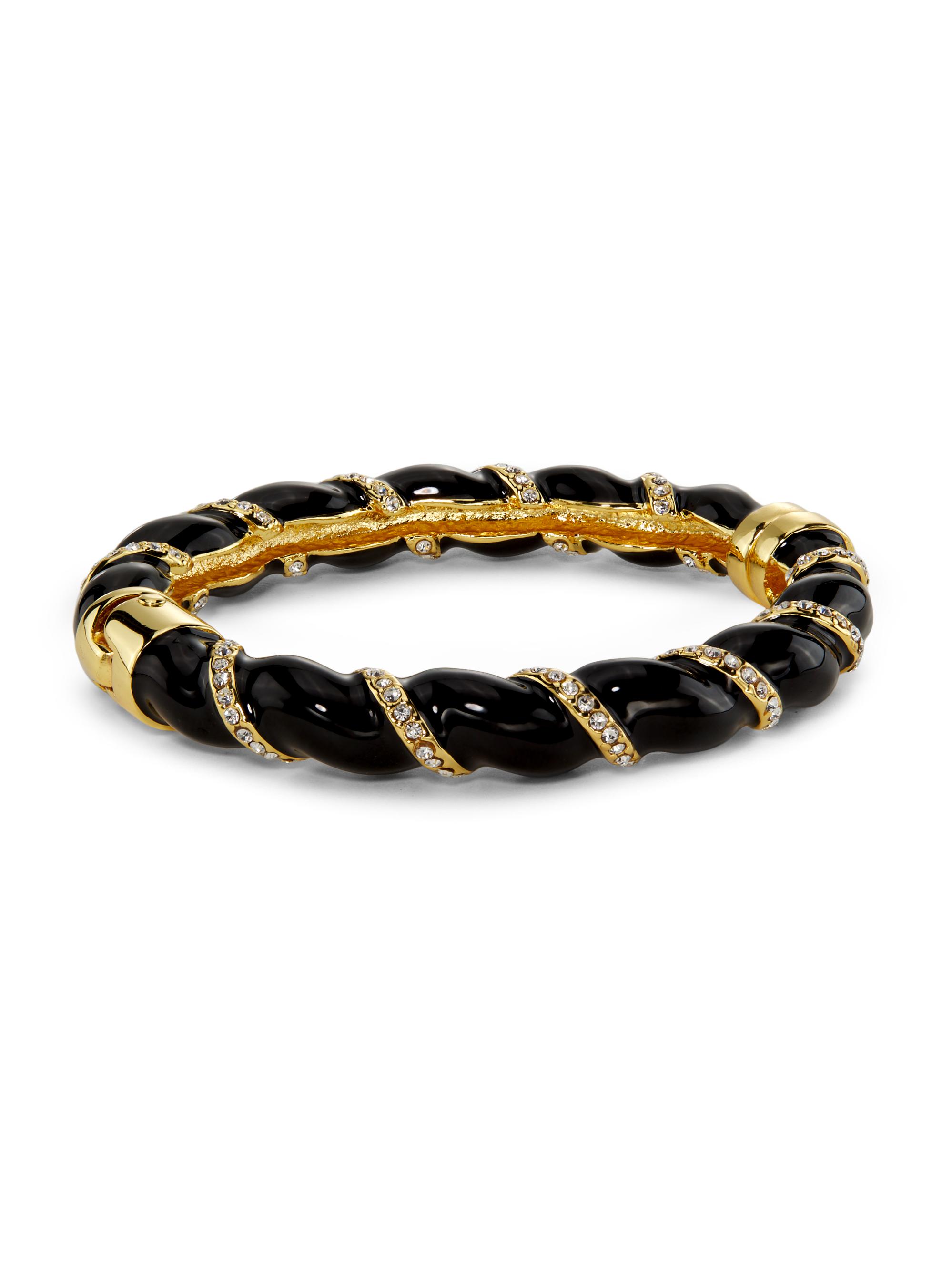 Kenneth Jay Lane Women's Goldtone, Enamel & Glass Crystal Twist Bangle - Gold Black Crystal