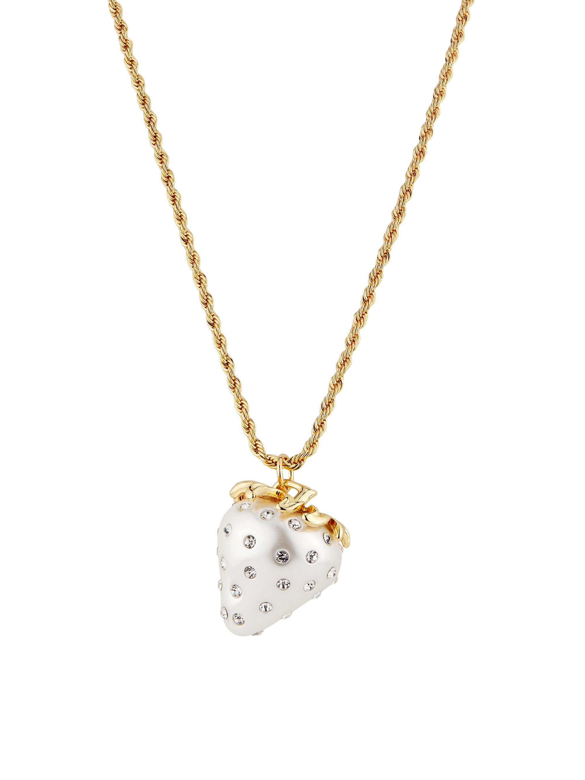 Kenneth Jay Lane Women's Two-Tone & Glass Crystal Strawberry Pendant Necklace - Pearl Crystal