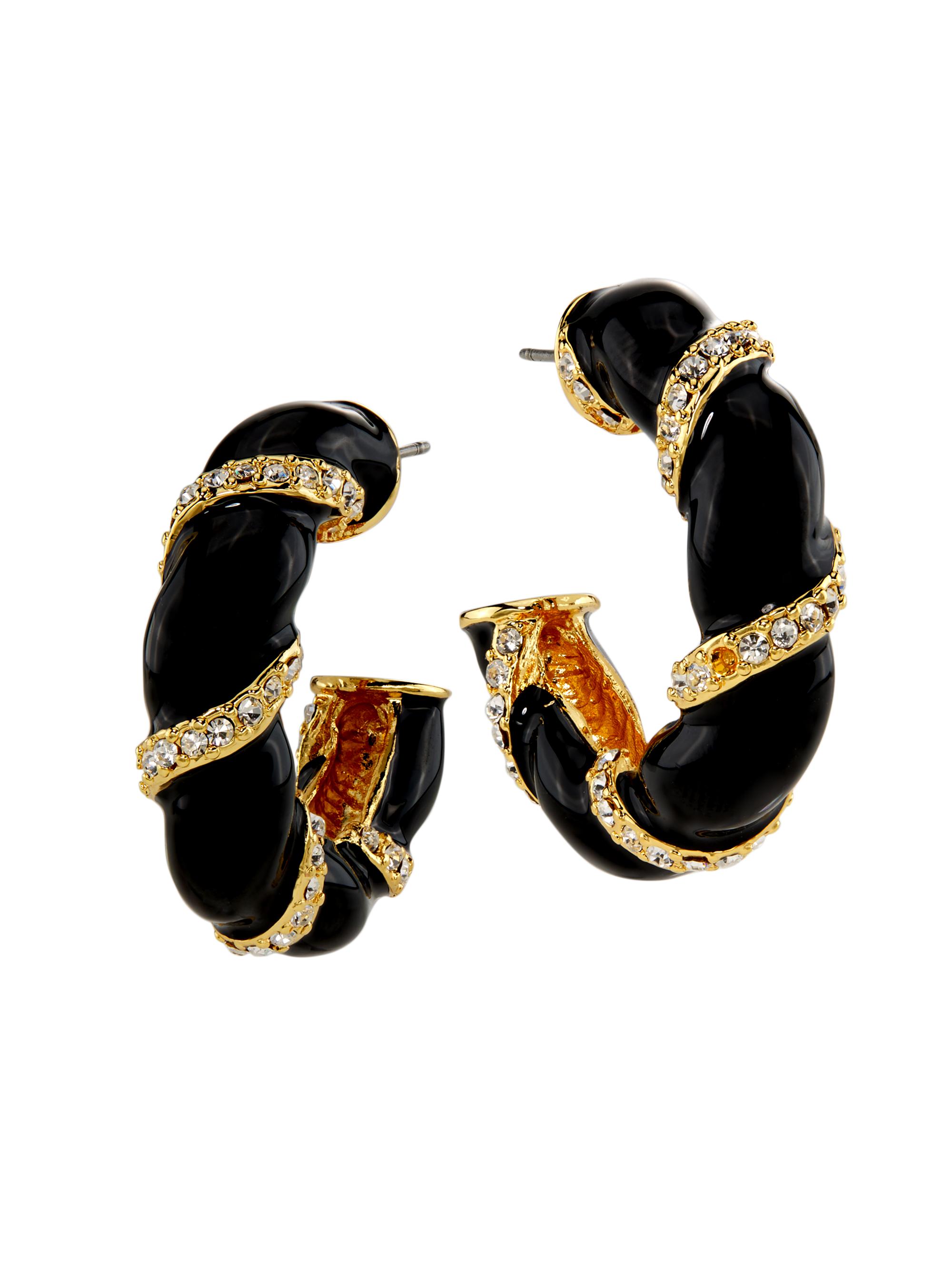 Kenneth Jay Lane Women's Goldtone, Enamel & Glass Crystal Twist Hoop Earrings - Gold Black Crystal