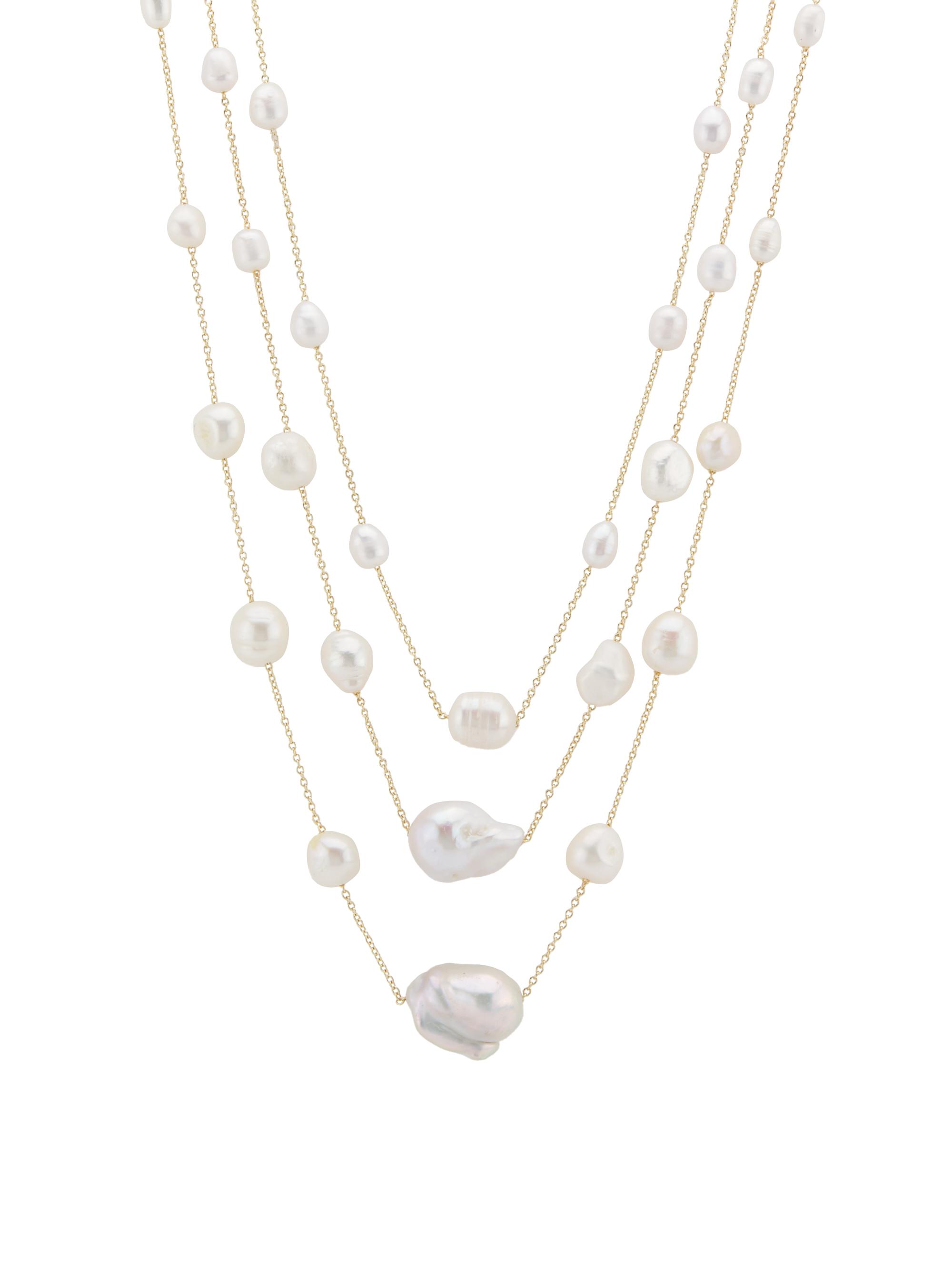 Kenneth Jay Lane Women's 14K-Gold-Plated & Freshwater Pearl Layered Station Necklace - Pearl
