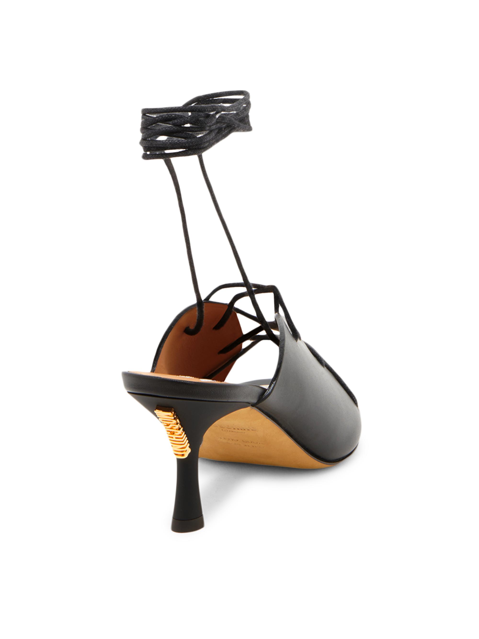 Moschino Laced Lettering 60MM Leather Sandals | Saks Fifth Avenue