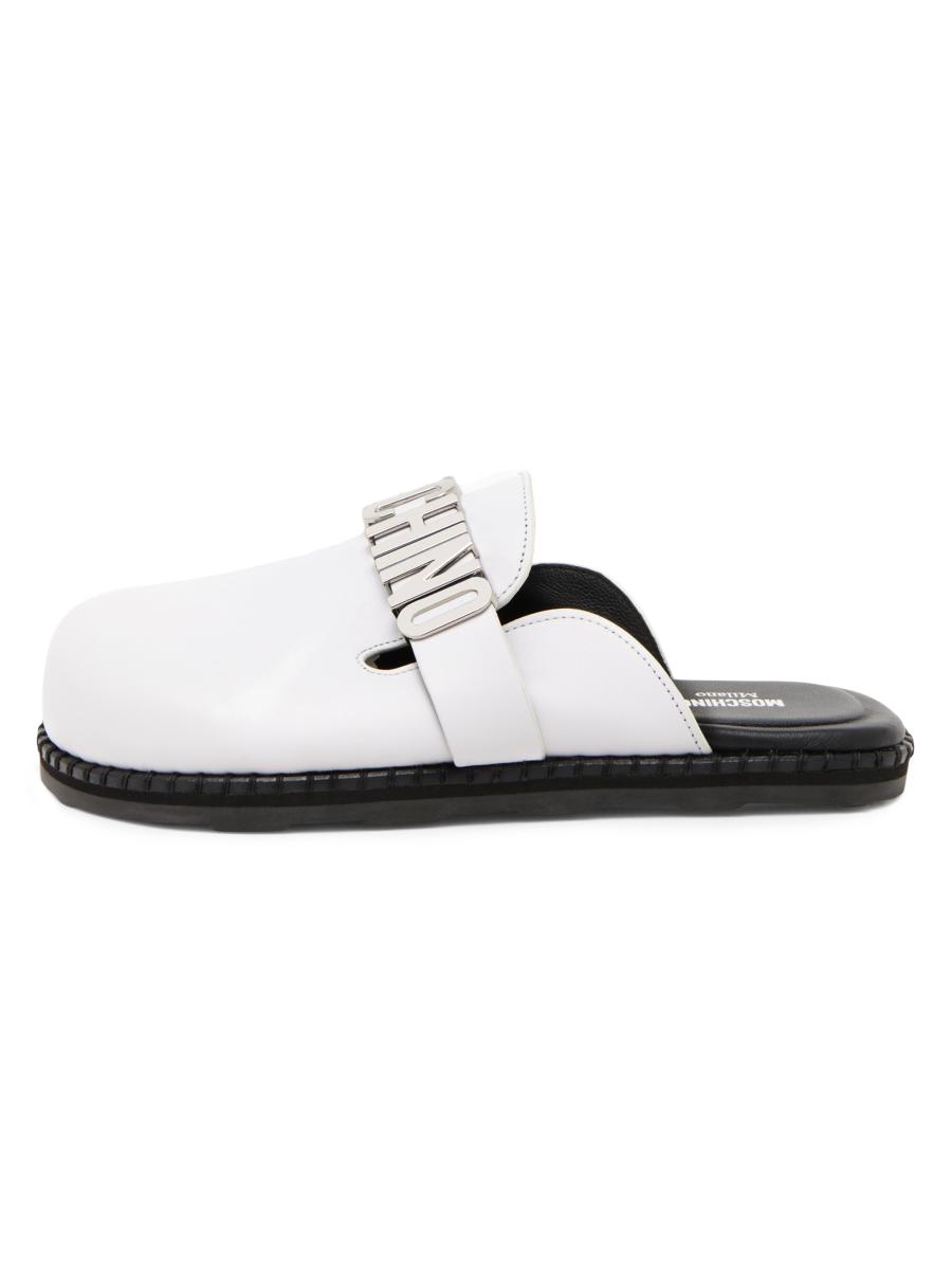 Moschino Sporty Logo-Accented Leather Mules | Saks Fifth Avenue