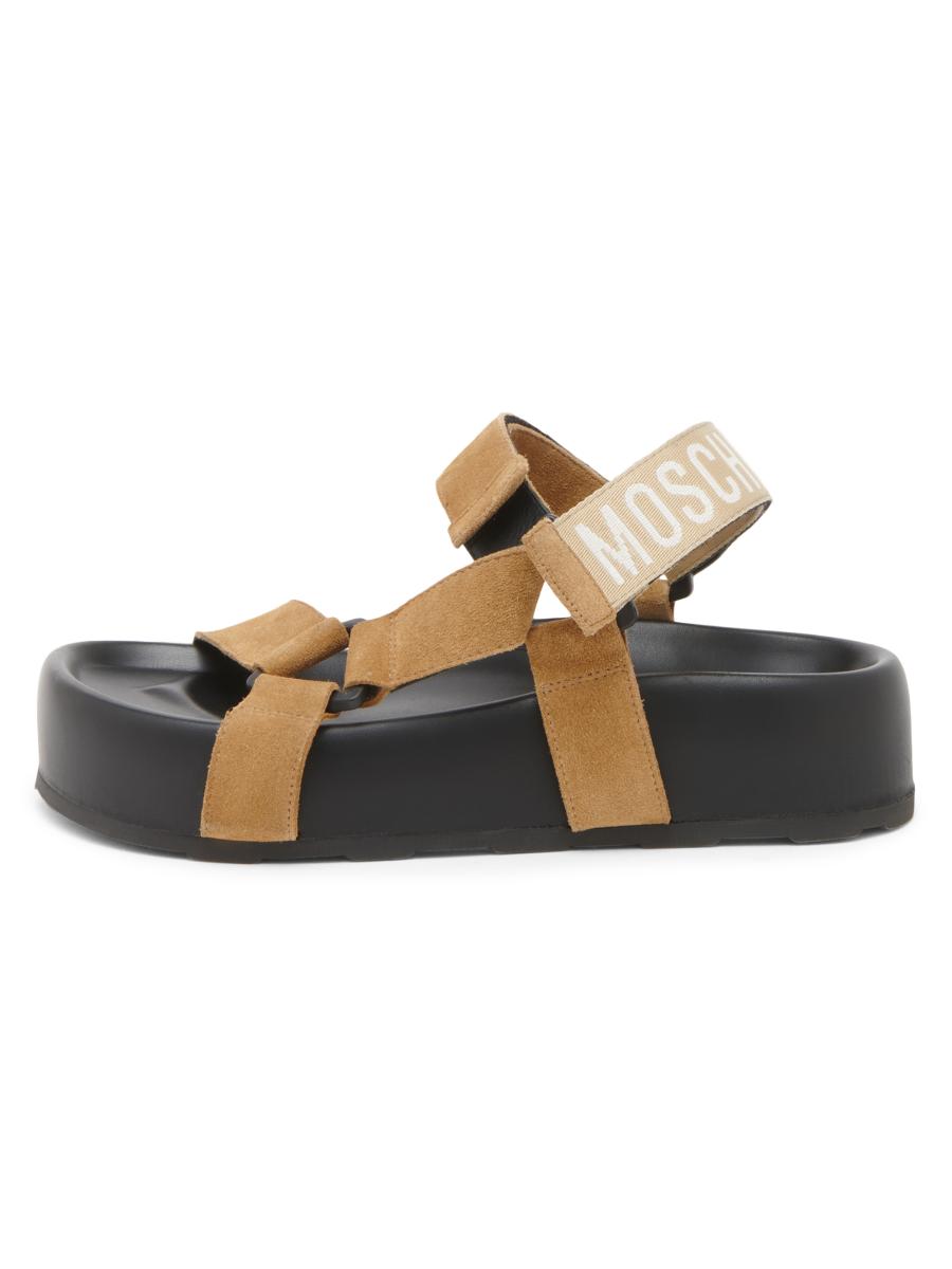Moschino Sporty Logo-Detailed Suede Platform Sandals | Saks Fifth