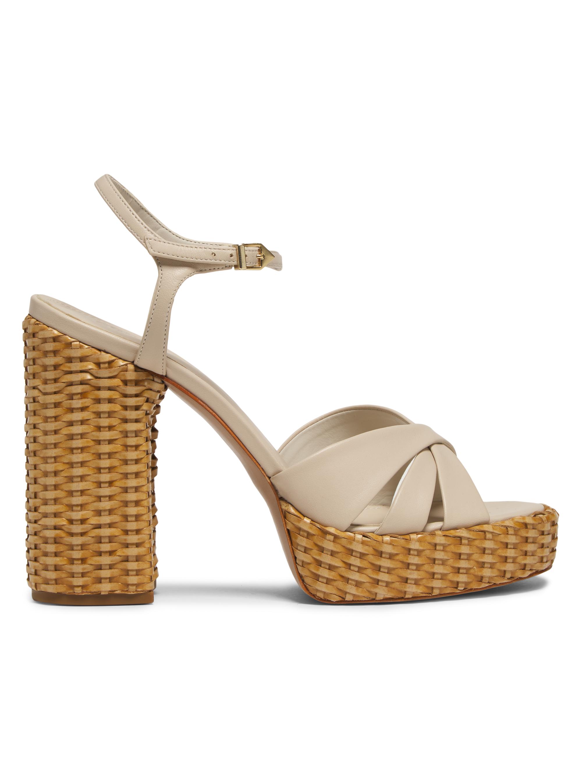 Schutz Keefa Leather Straw Block-Heel Sandals Saks Fifth Avenue