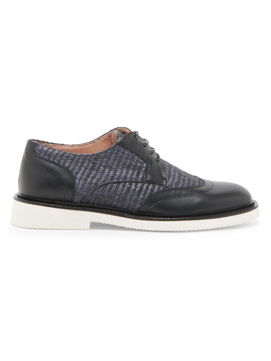 Pollini Women's Mannish Raffia & Leather Oxfords