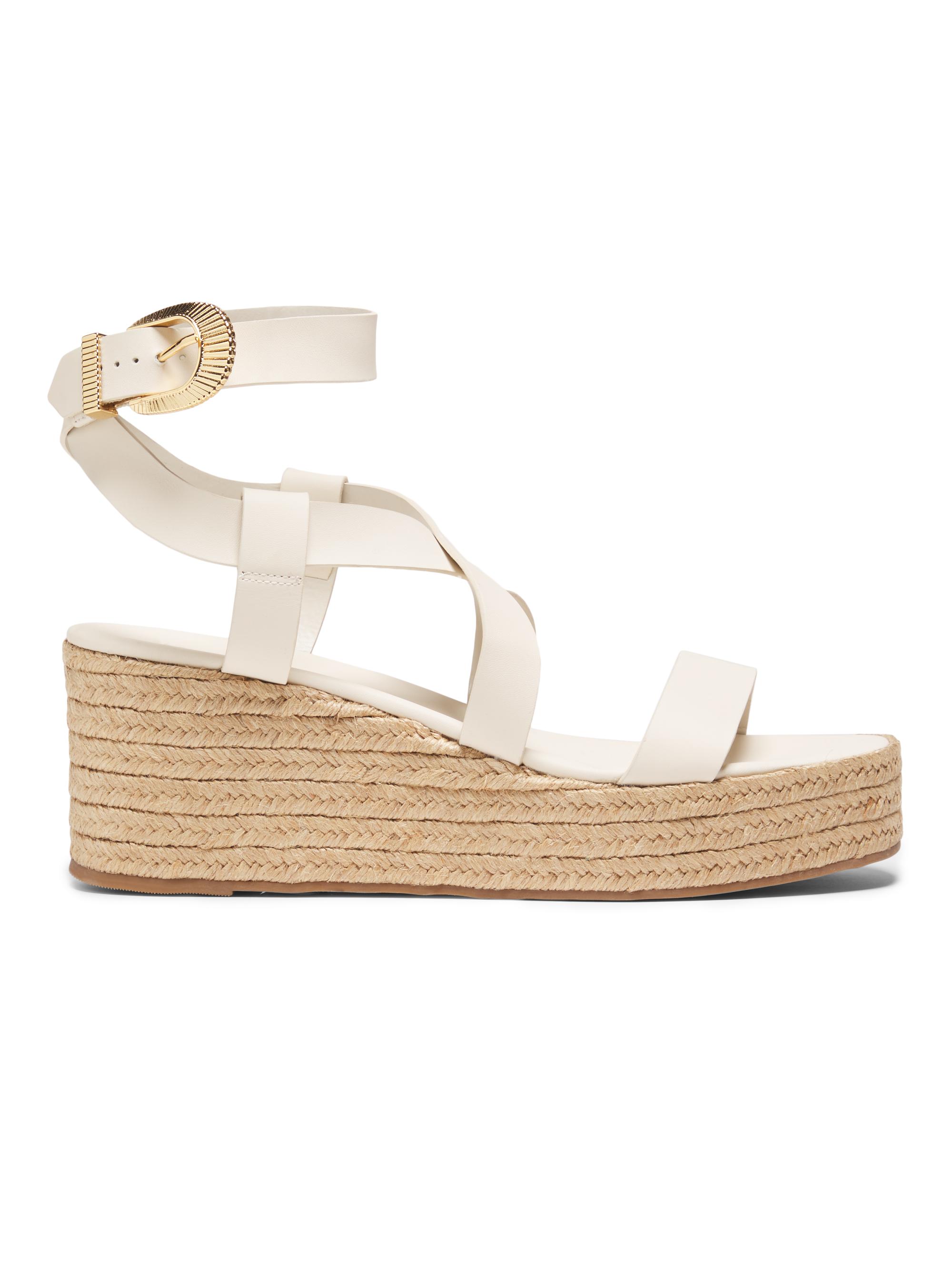 Schutz Women's Harper Leather & Raffia Sandals - Pearl