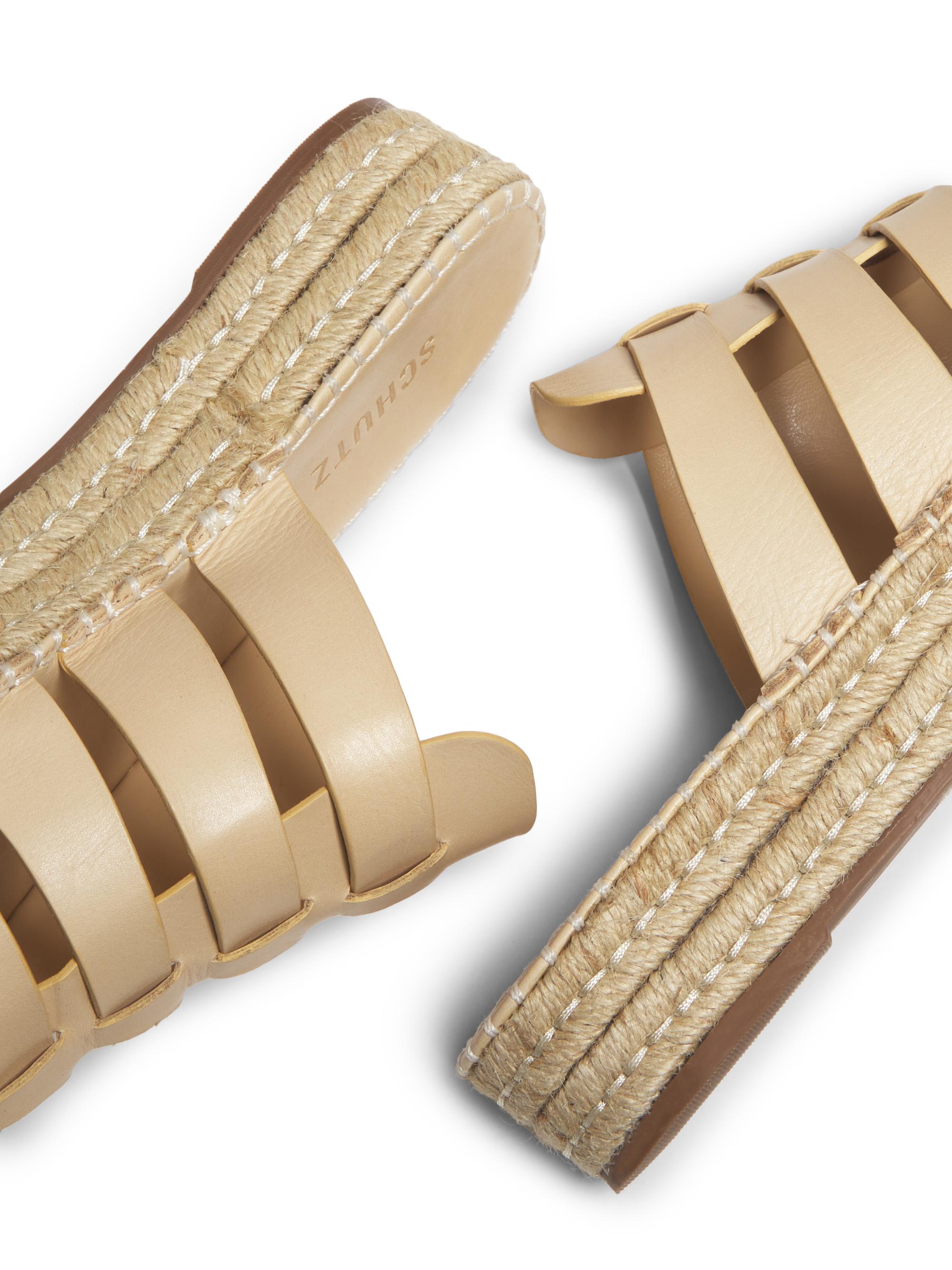 Schutz Valerie Flatform 45MM Leather & Raffia Mules | Saks Fifth