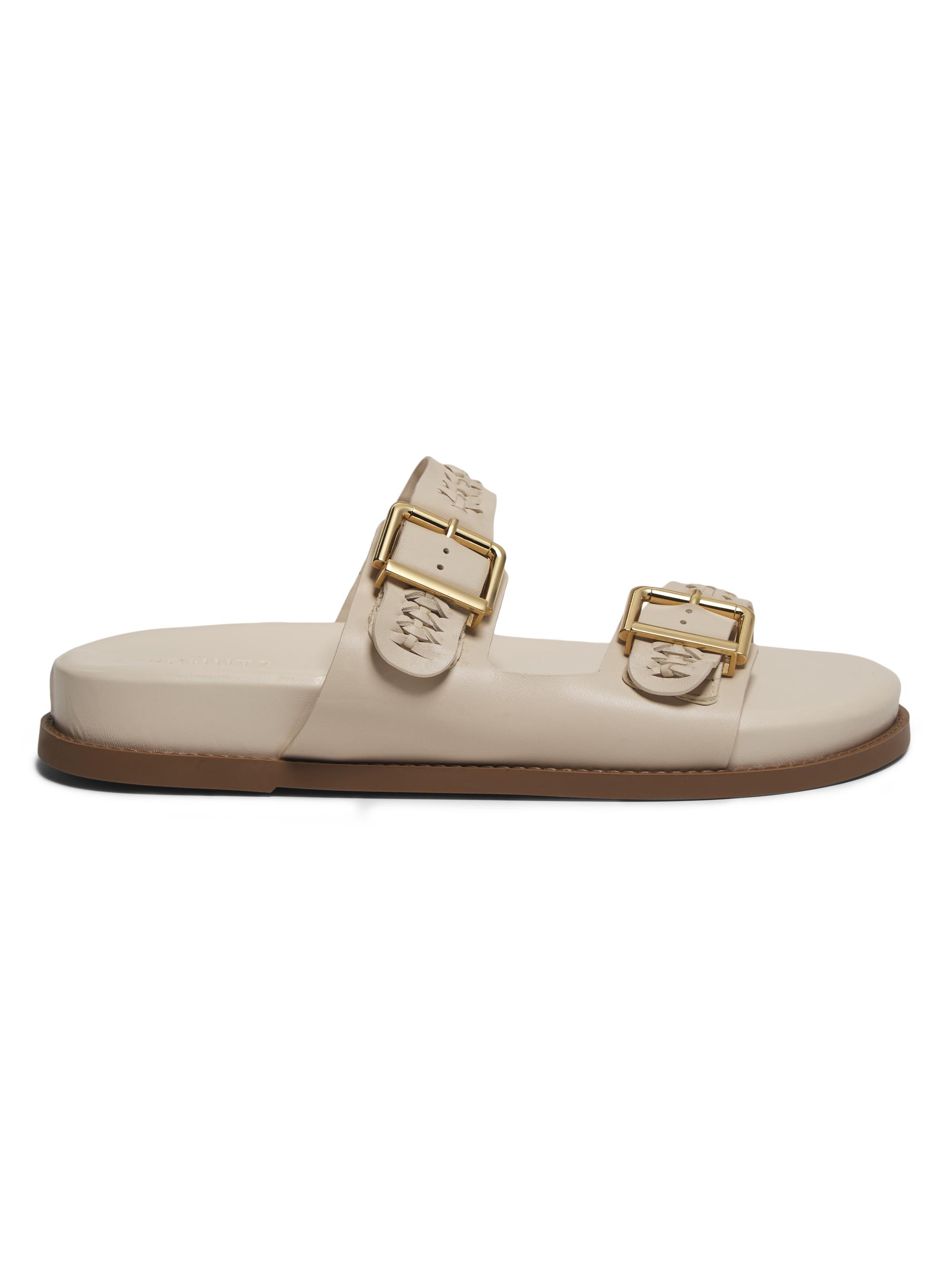 Schutz Women's Blake Embellished Leather Flat Sandals - Off White