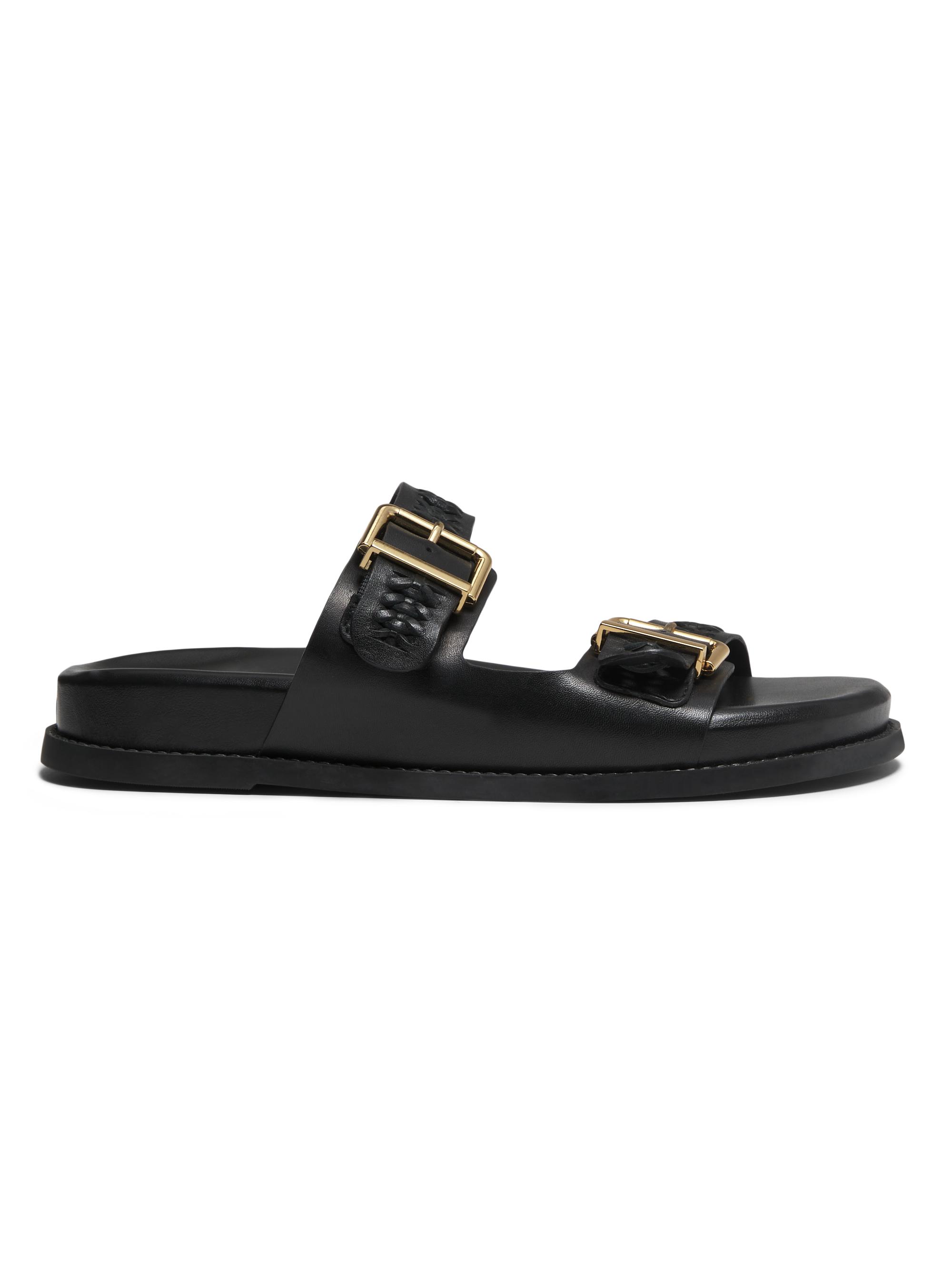 Schutz Women's Blake Buckle-Detailed Woven Leather Sandals - Black