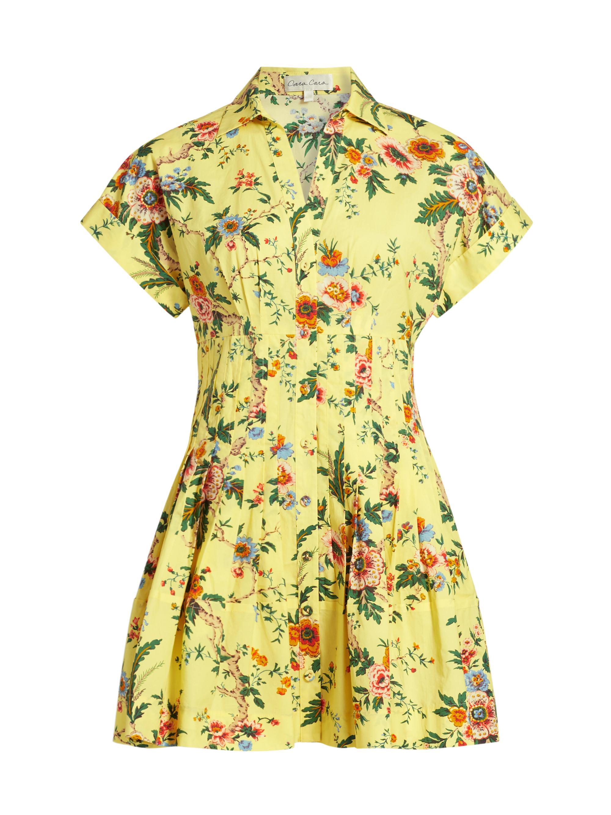Cara Cara Women's Nash Floral Poplin Cotton Shirtdress - Chintz Yellow
