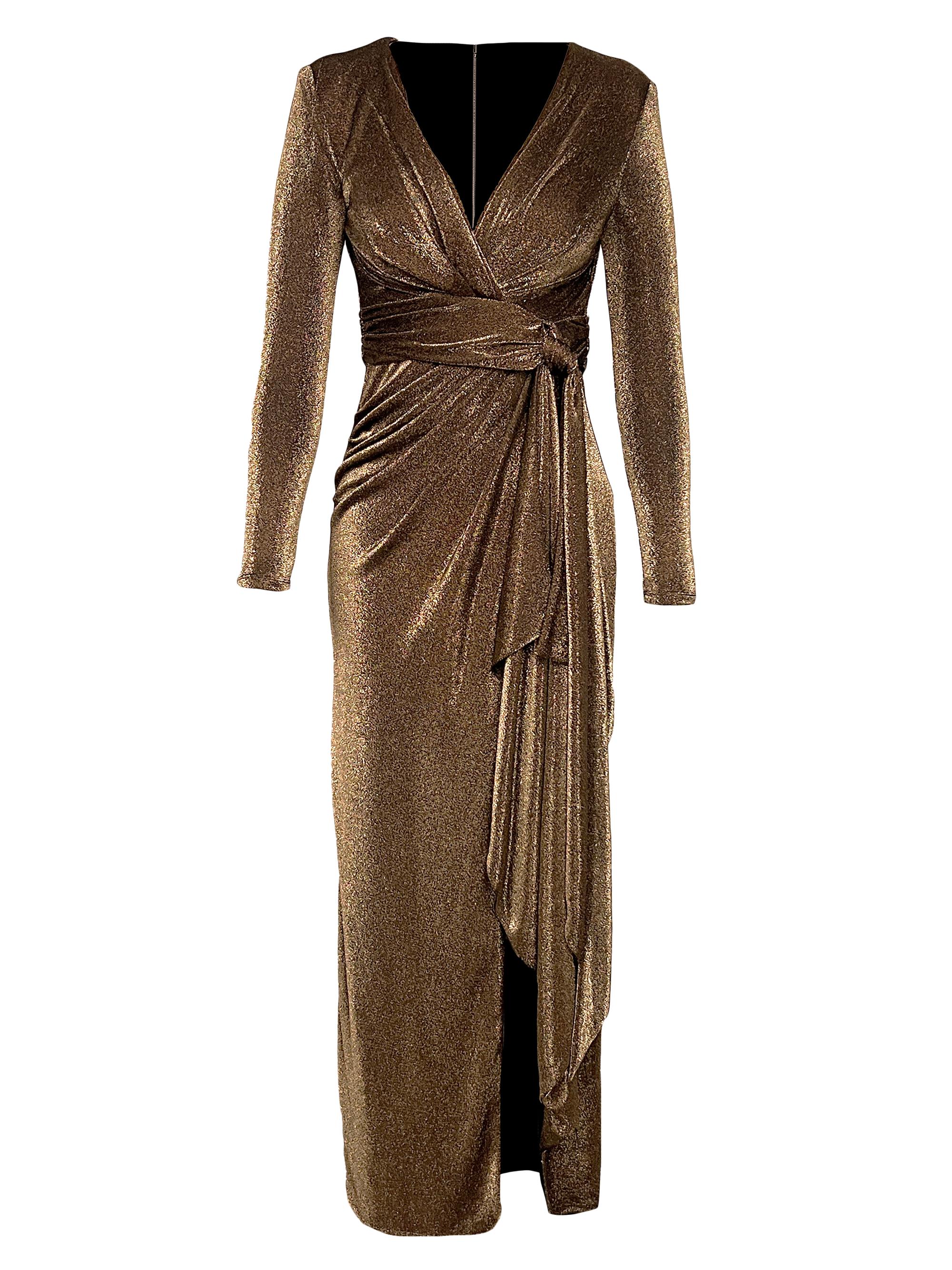 Shania Metallic Wrap Gown