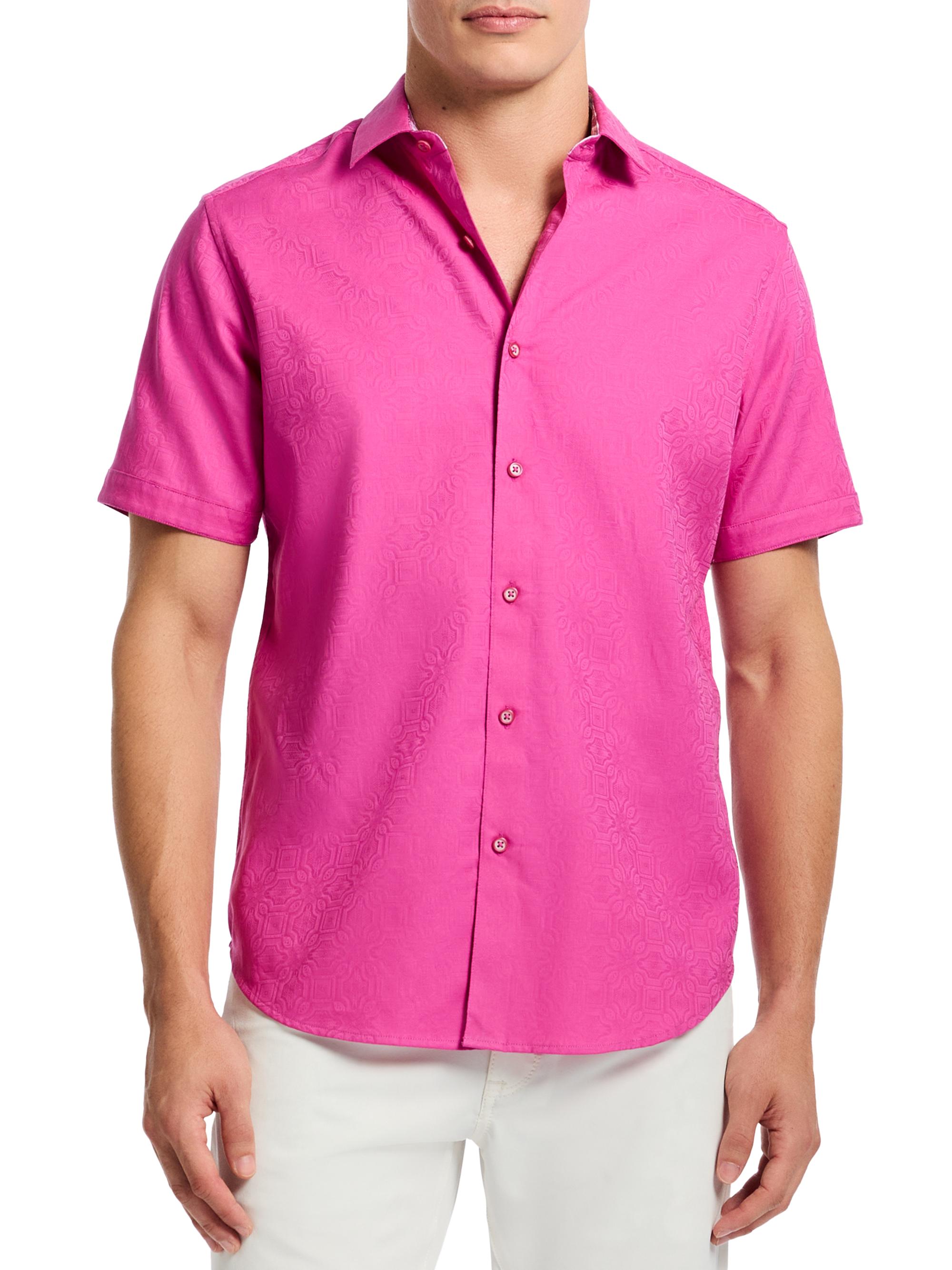 Robert Graham Men's Odyssey Jacquard Button-Front Shirt - Magenta
