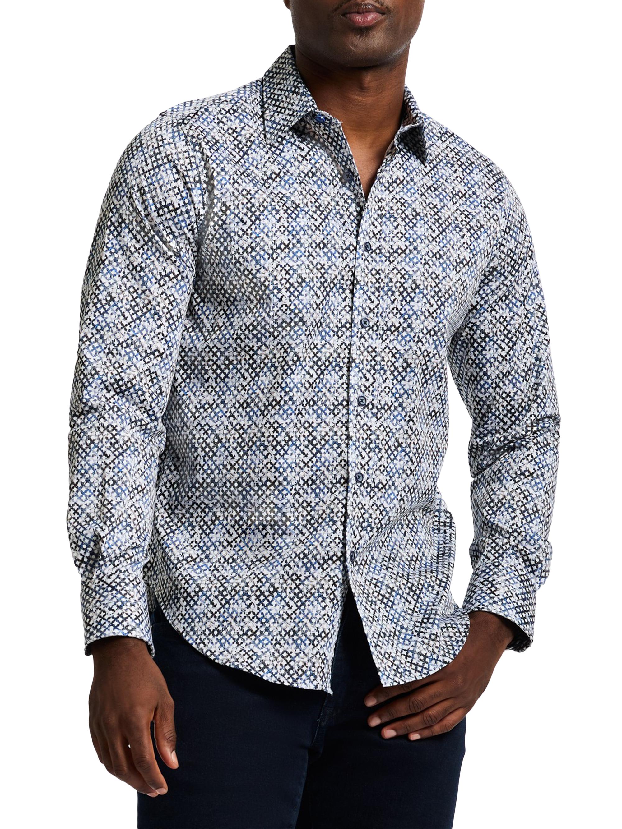 Robert Graham Men's Mission Paisley Stretch-Cotton Shirt - Navy