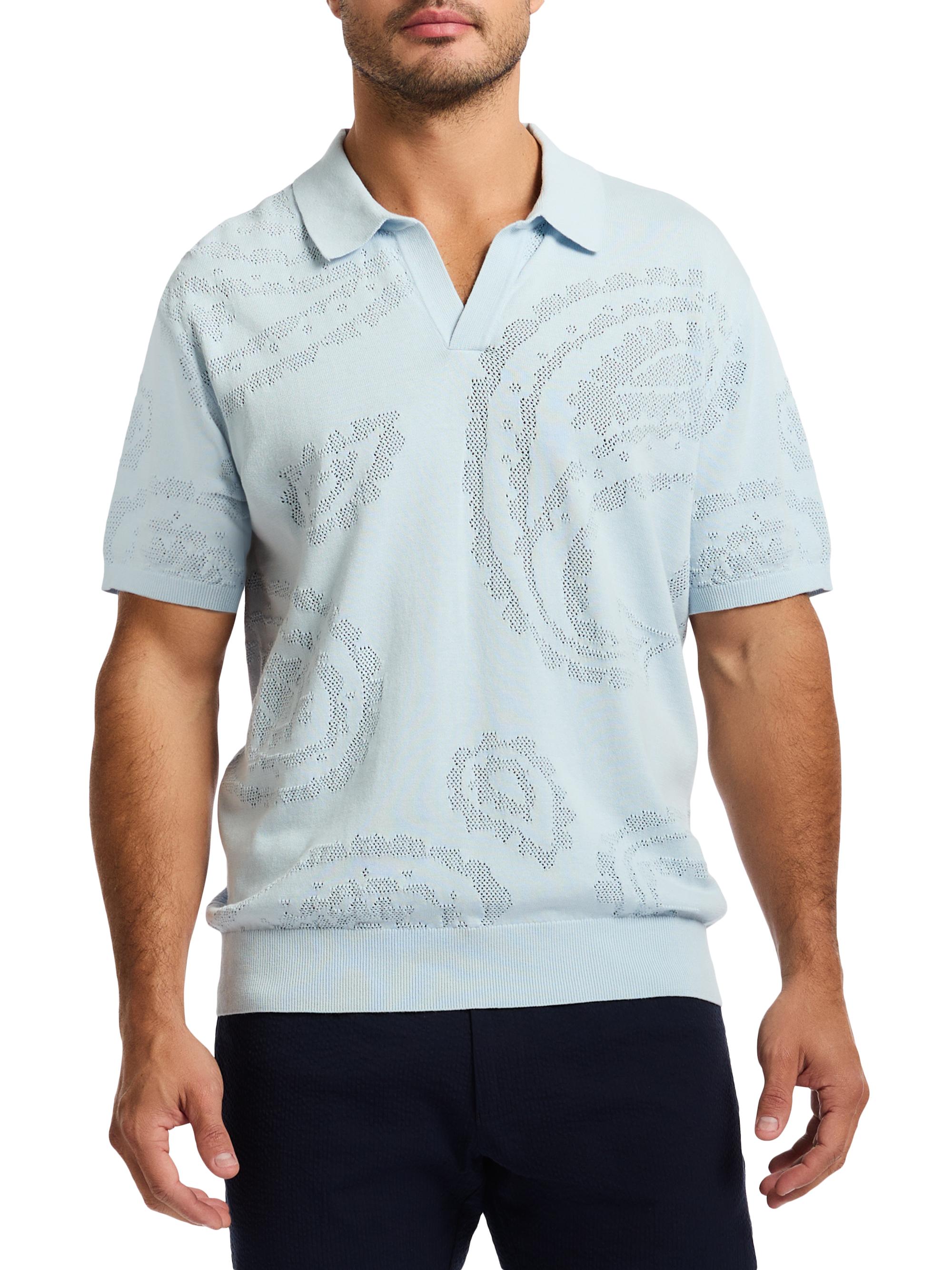 Robert Graham Men's Holbrook Jacquard Polo Sweater - Light Blue