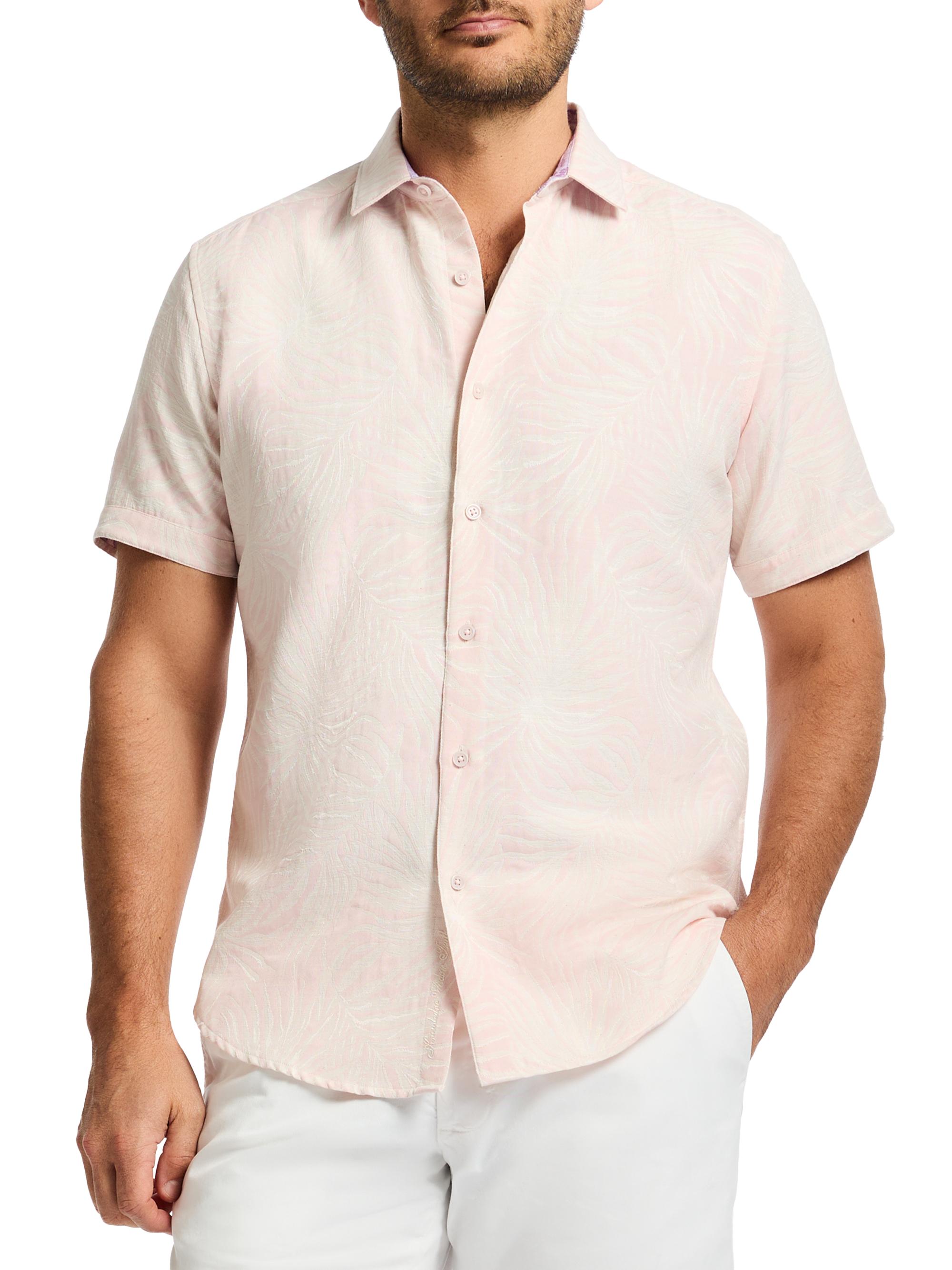 Robert Graham Men's Royal Palms Woven Button-Front Shirt - Light Pink
