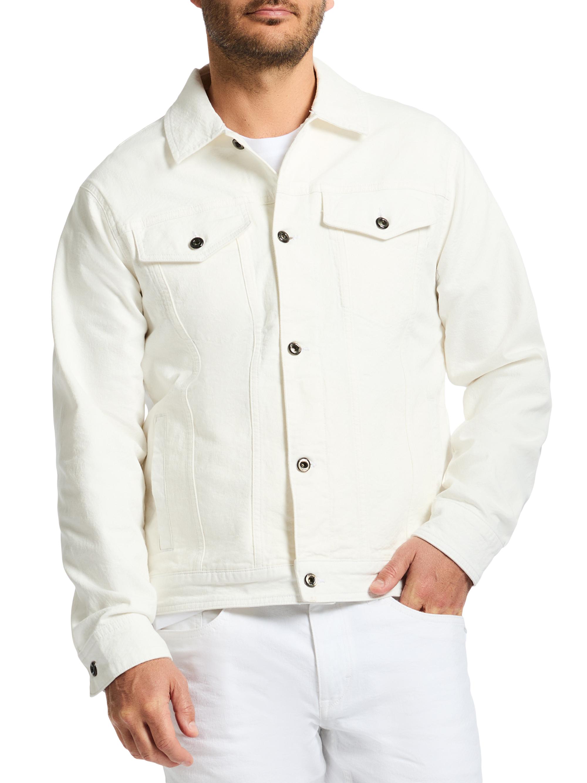 Robert Graham Men's Wells Button-Front Denim Jacket - White