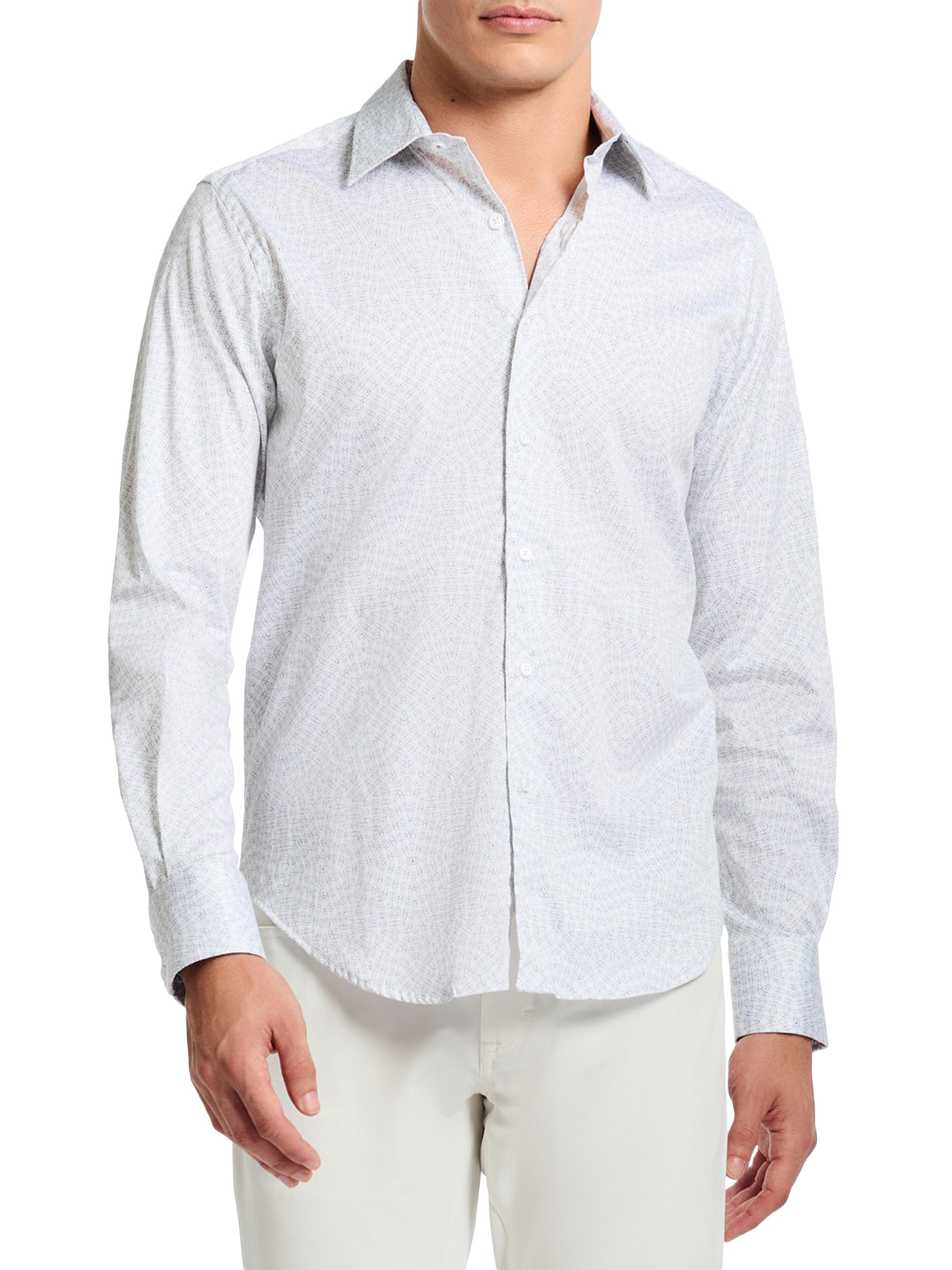 Robert Graham Men's Figueroa Abstract Stretch-Cotton Shirt - White