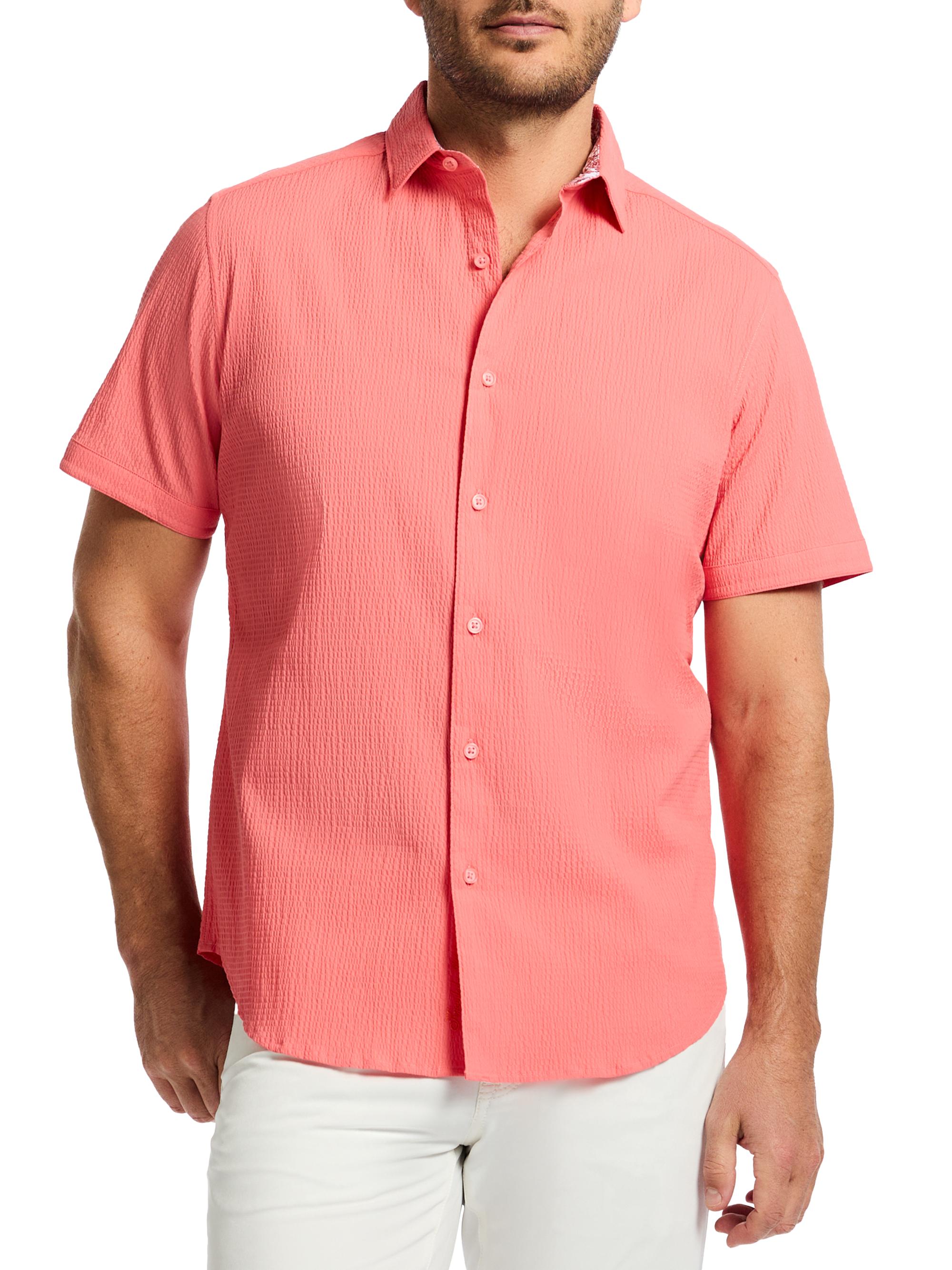 Robert Graham Men's Thresher Stretch-Cotton Button-Front Shirt - Coral