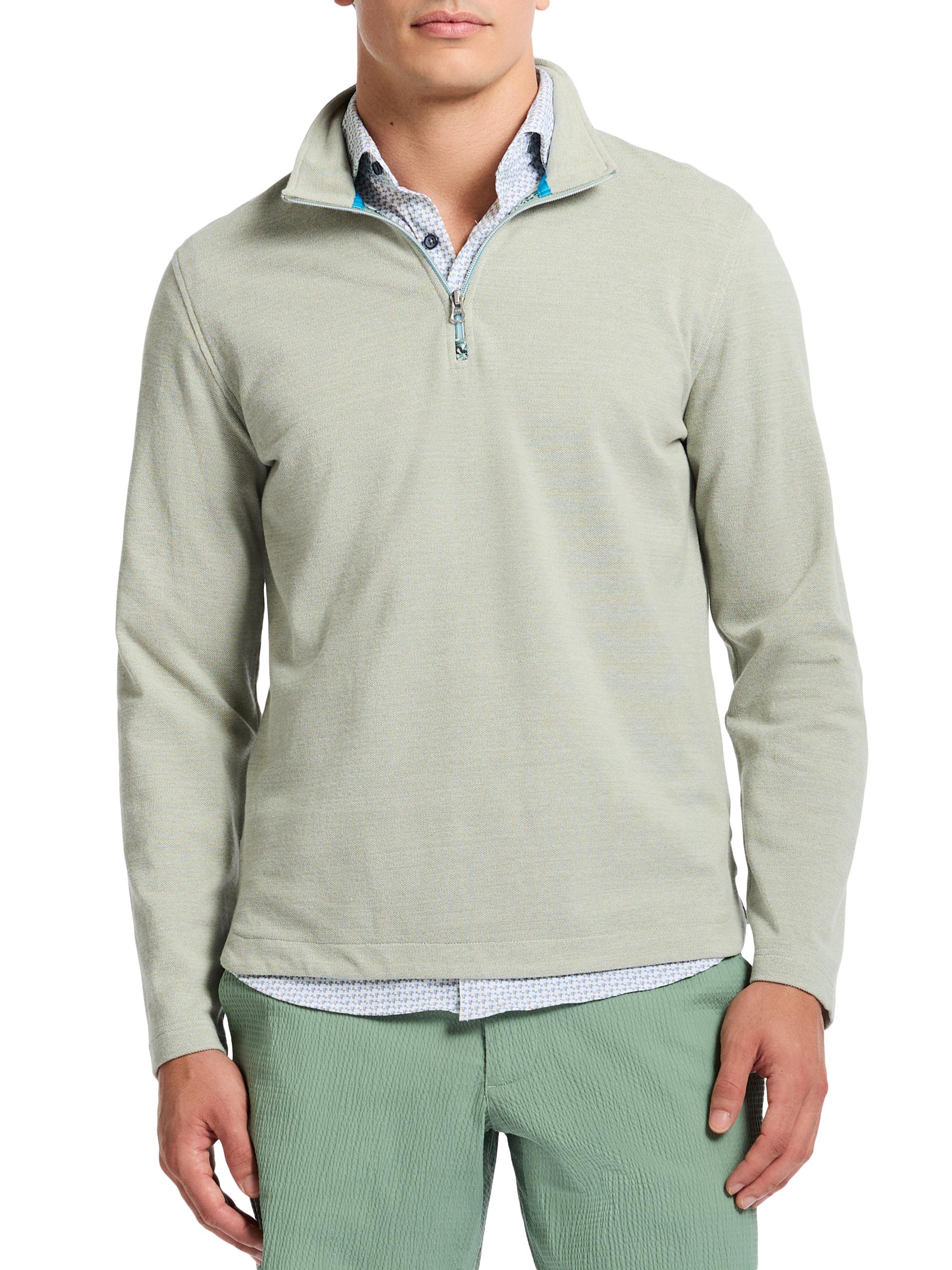 Robert Graham Men's Hobson Cotton-Blend Quarter-Zip Pullover - Seafoam