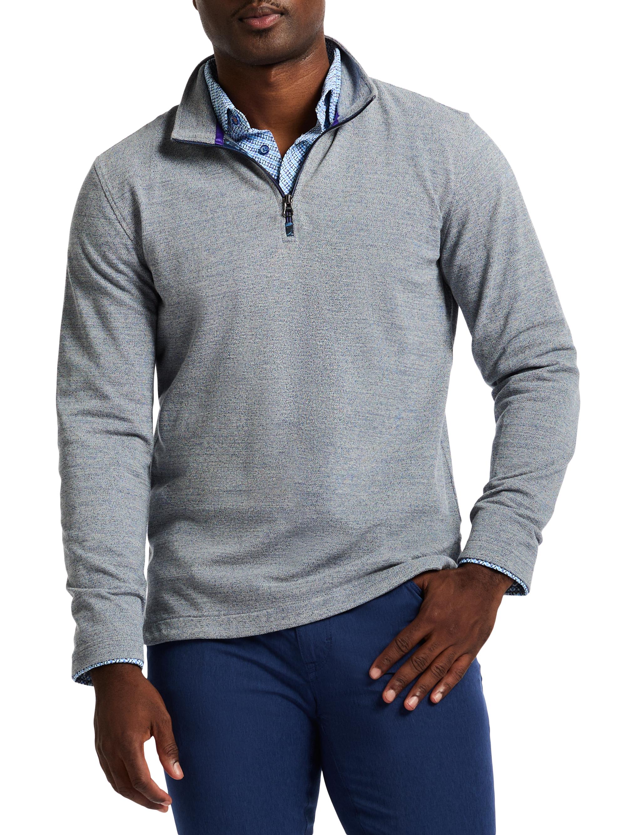 Robert Graham Men's Hobson Cotton-Blend Quarter-Zip Pullover - Navy