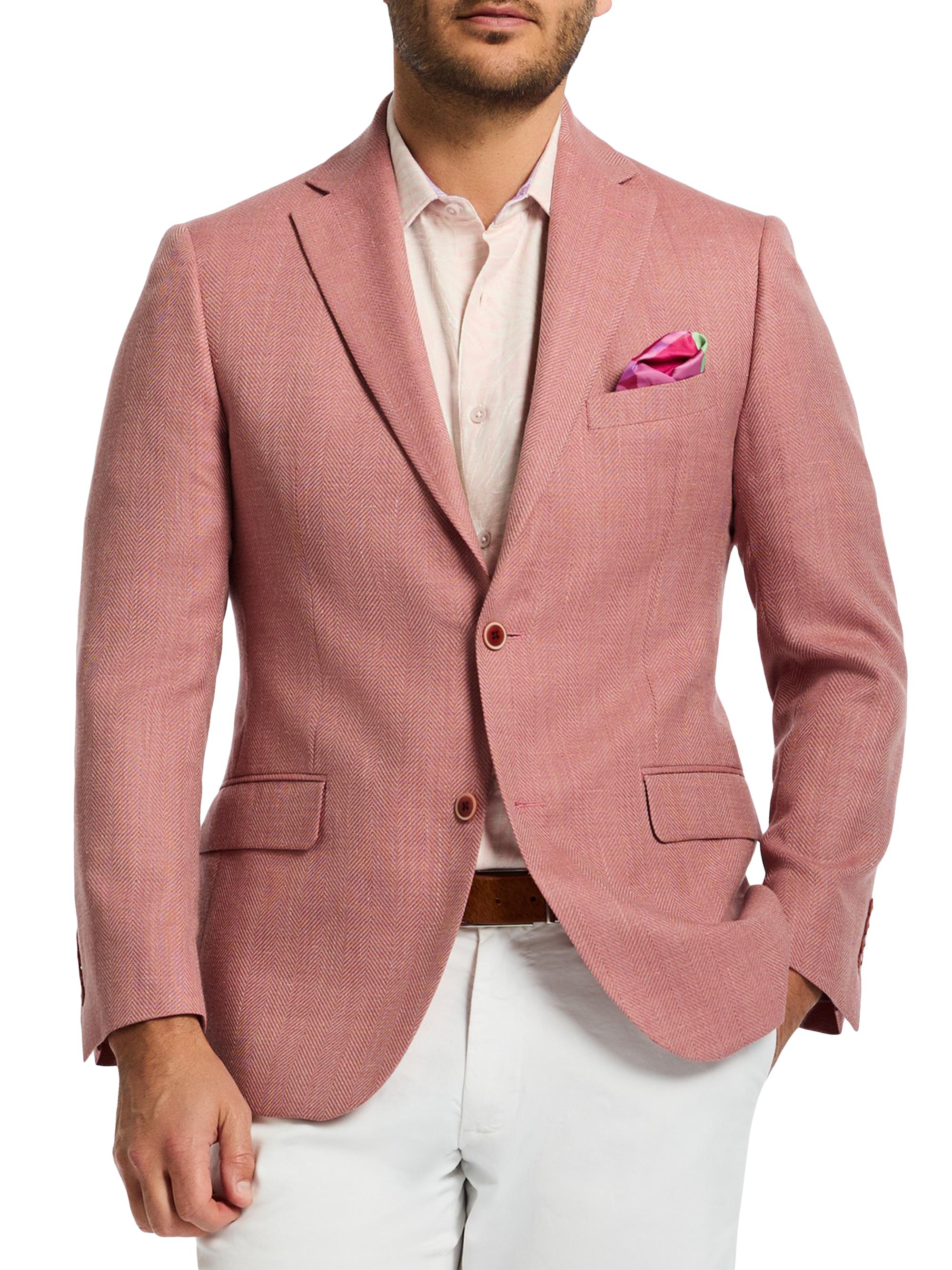 Robert Graham Men's Mclaine Wool-Blend Single-Breasted Blazer - Coral