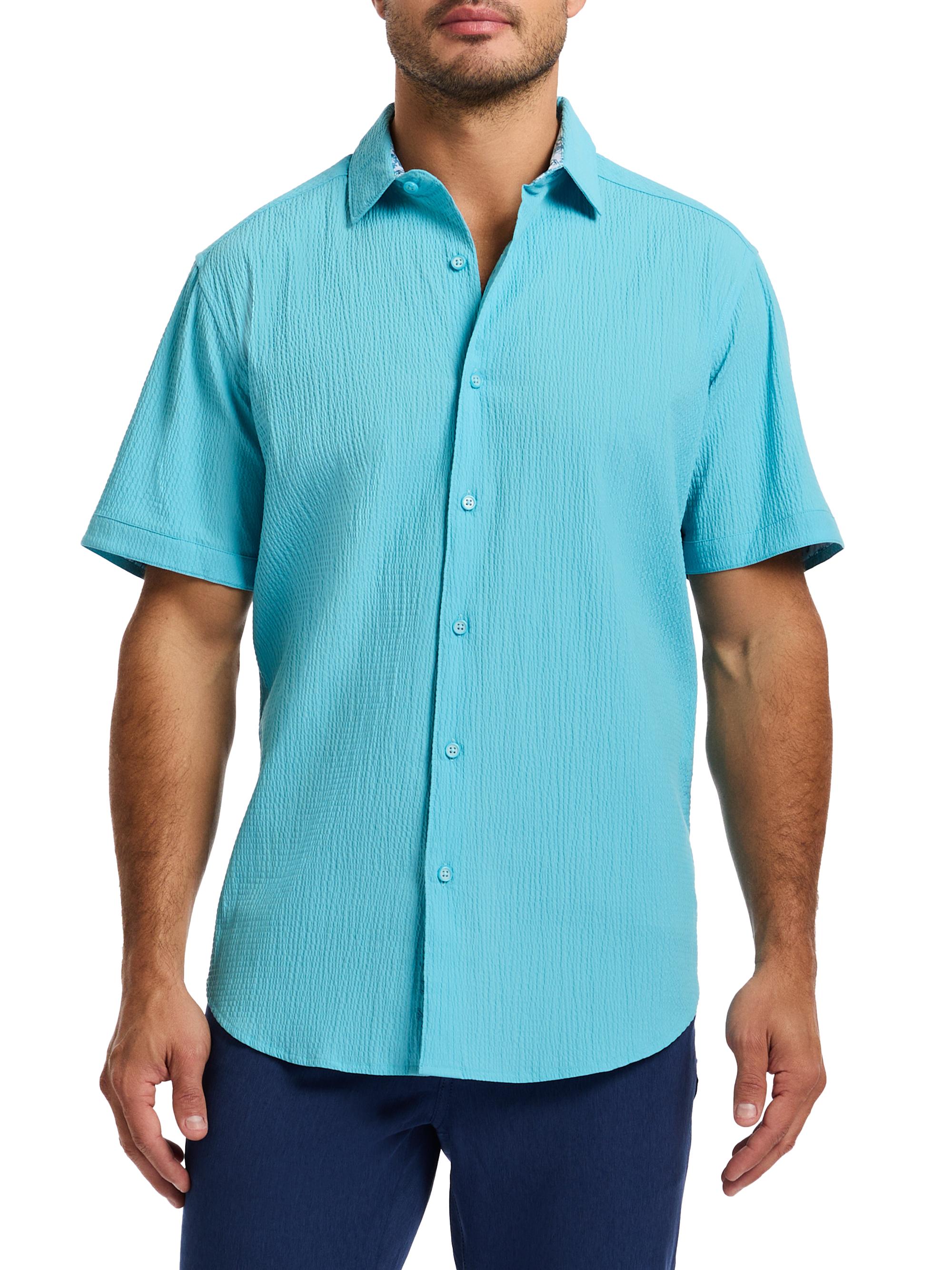 Robert Graham Men's Thresher Stretch Cotton Seersucker Button-Front Shirt - Seafoam