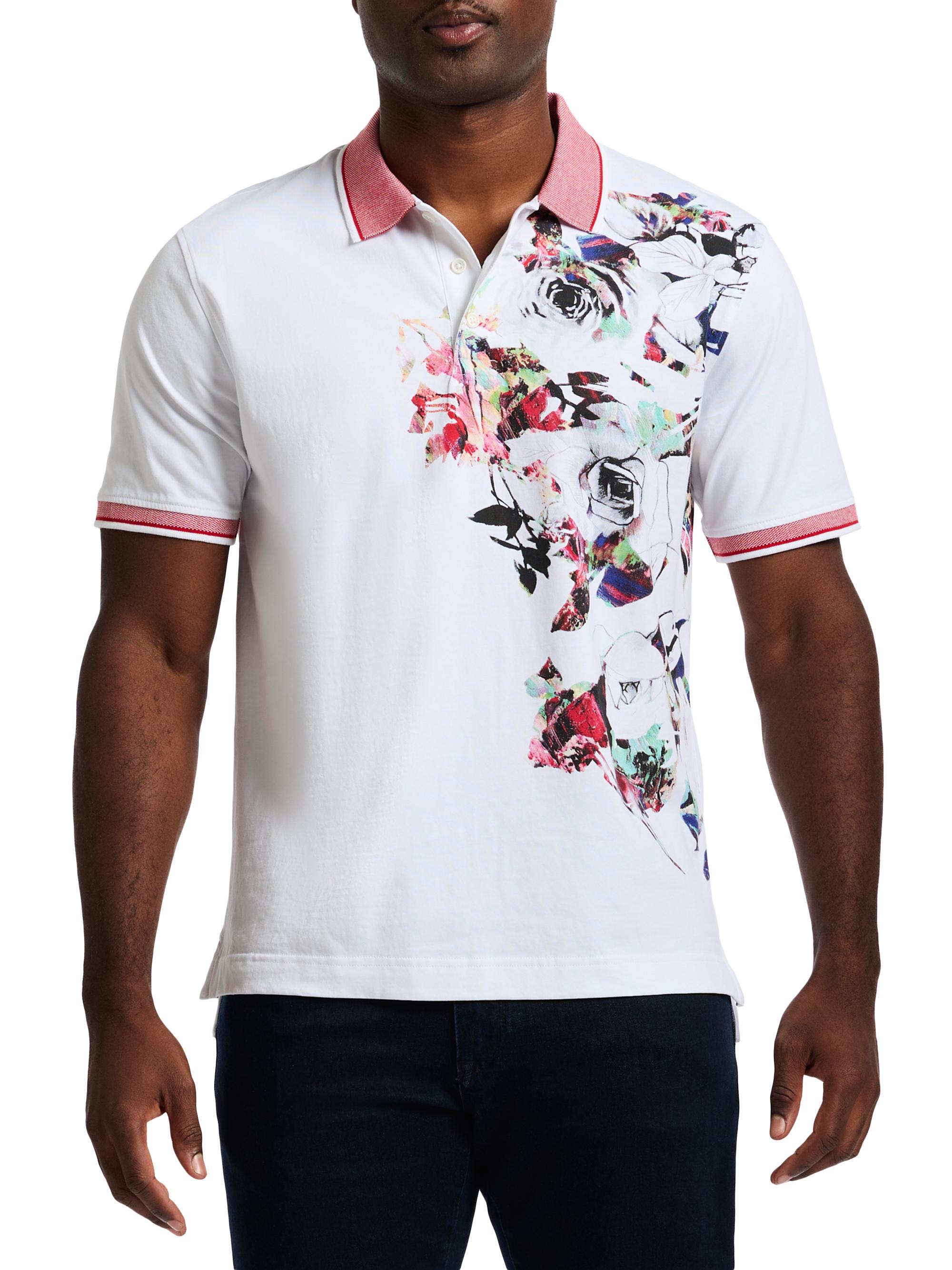 Robert Graham Men's Vintage Rose Cotton Knit Polo Shirt - White