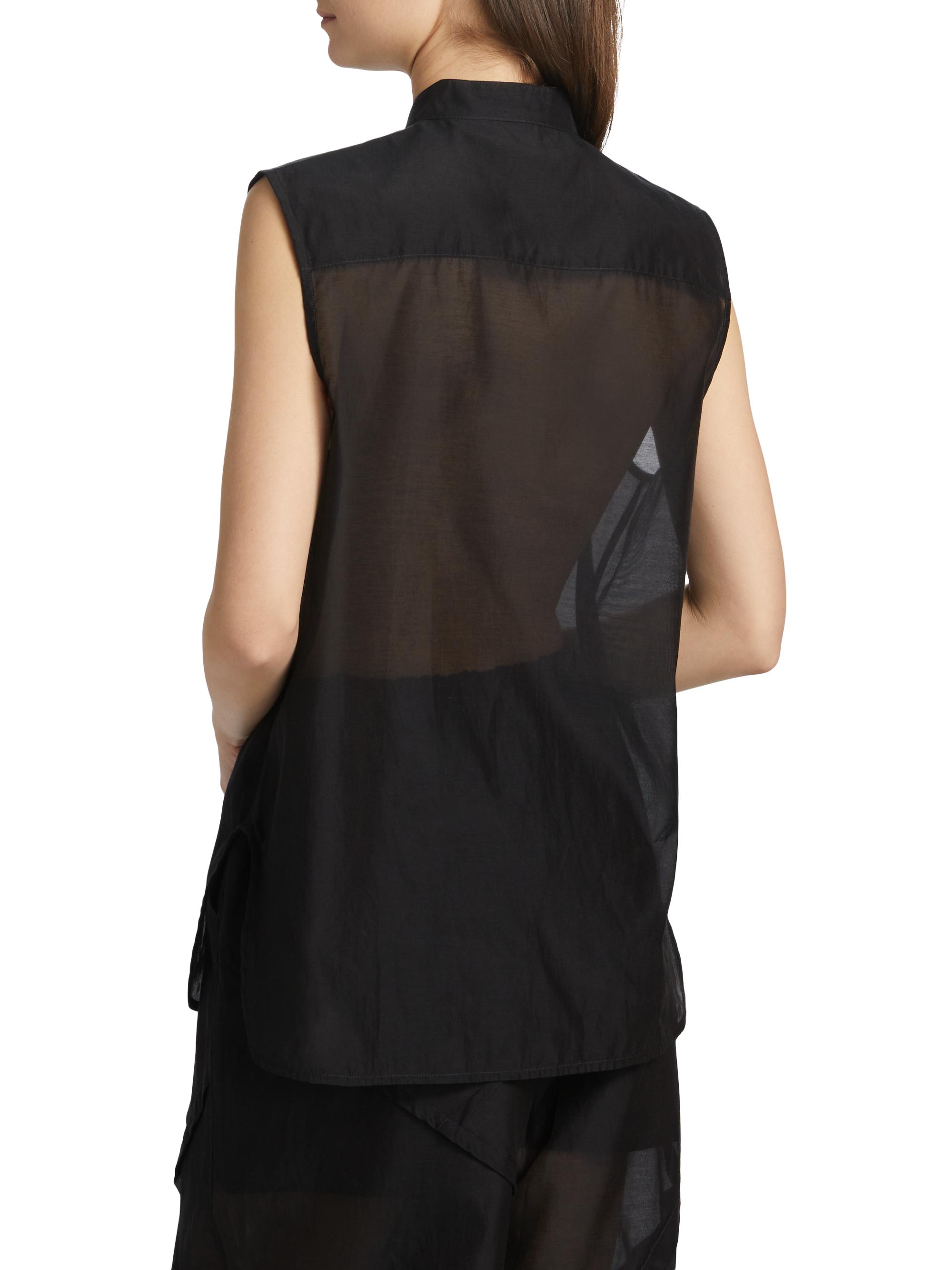 Co Sheer Cotton-Silk Sleeveless Tuxedo Shirt | Saks Fifth Avenue