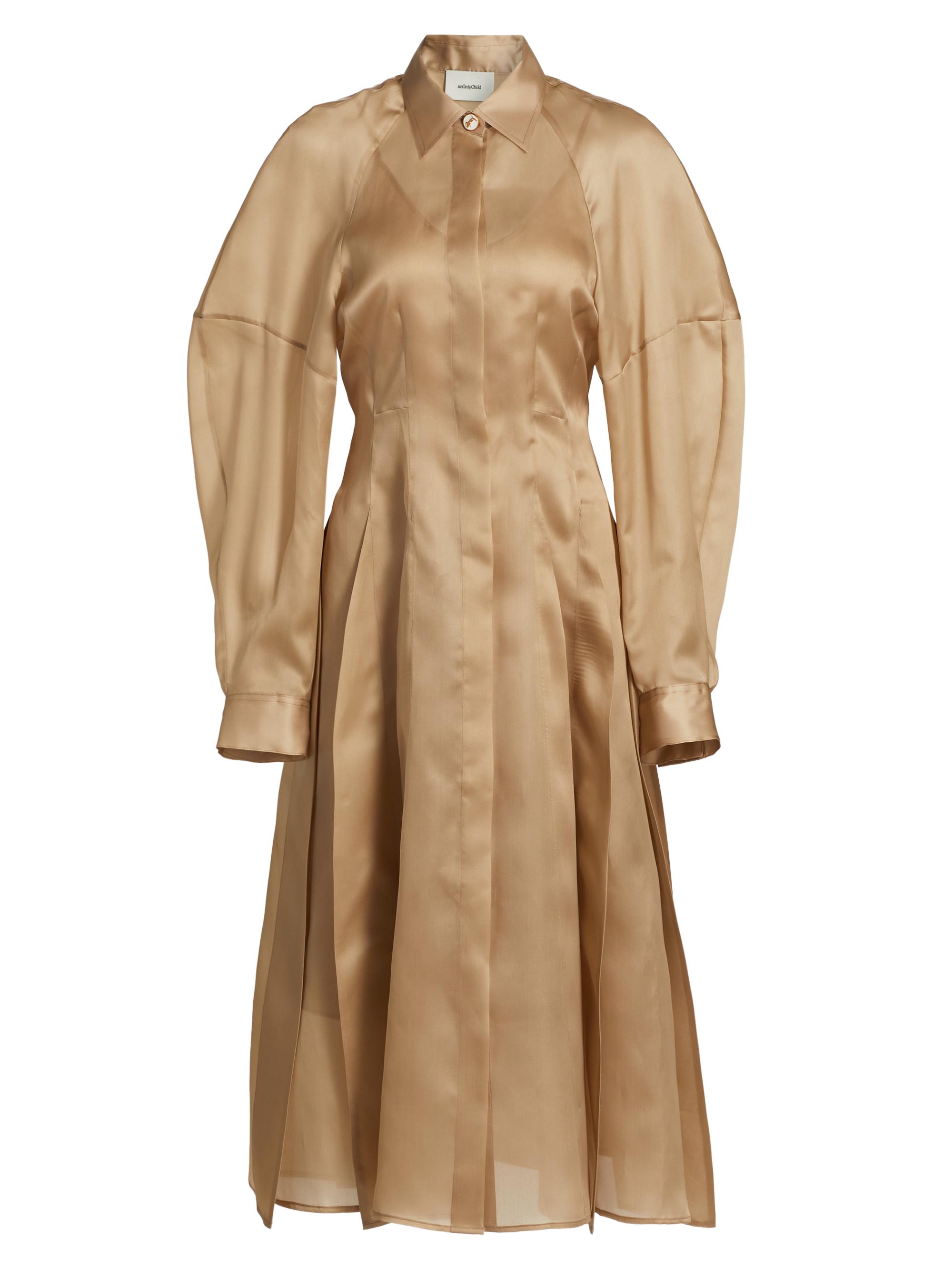 anOnlyChild Women's Just A Pinch Porta Silk-Satin Shirtdress - Khaki