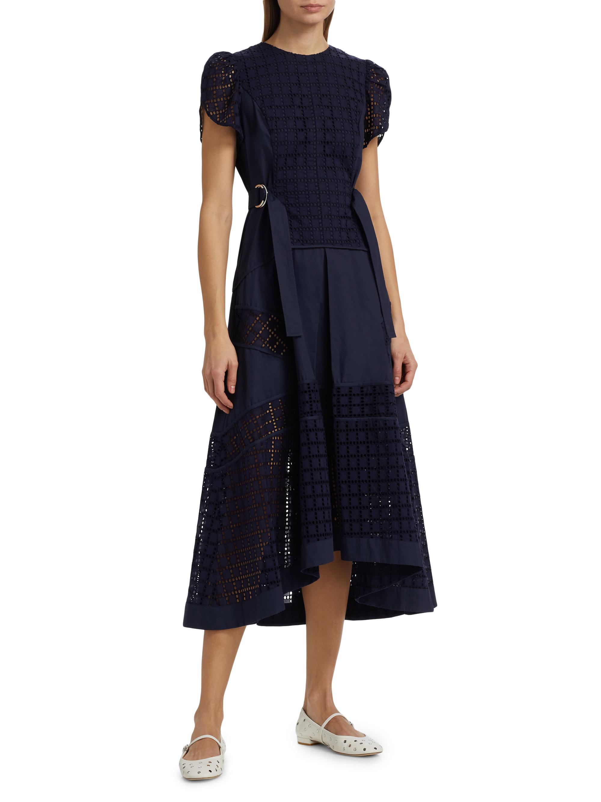 3.1 Phillip Lim Embroidered Grid Tulip-Sleeve Dress | Saks