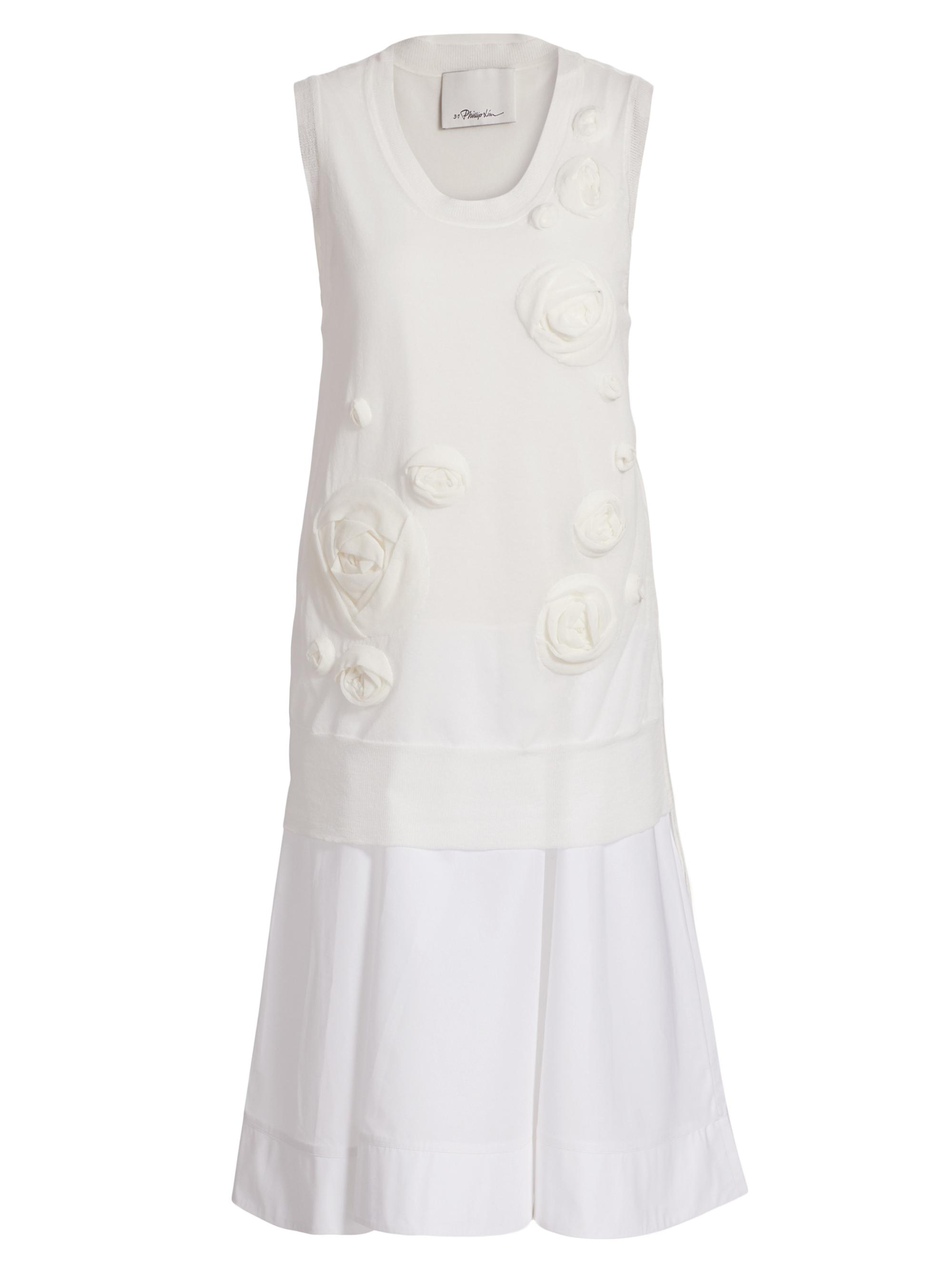 3.1 Phillip Lim Women's Rosette Double Layer Tank Combo Dress -  White