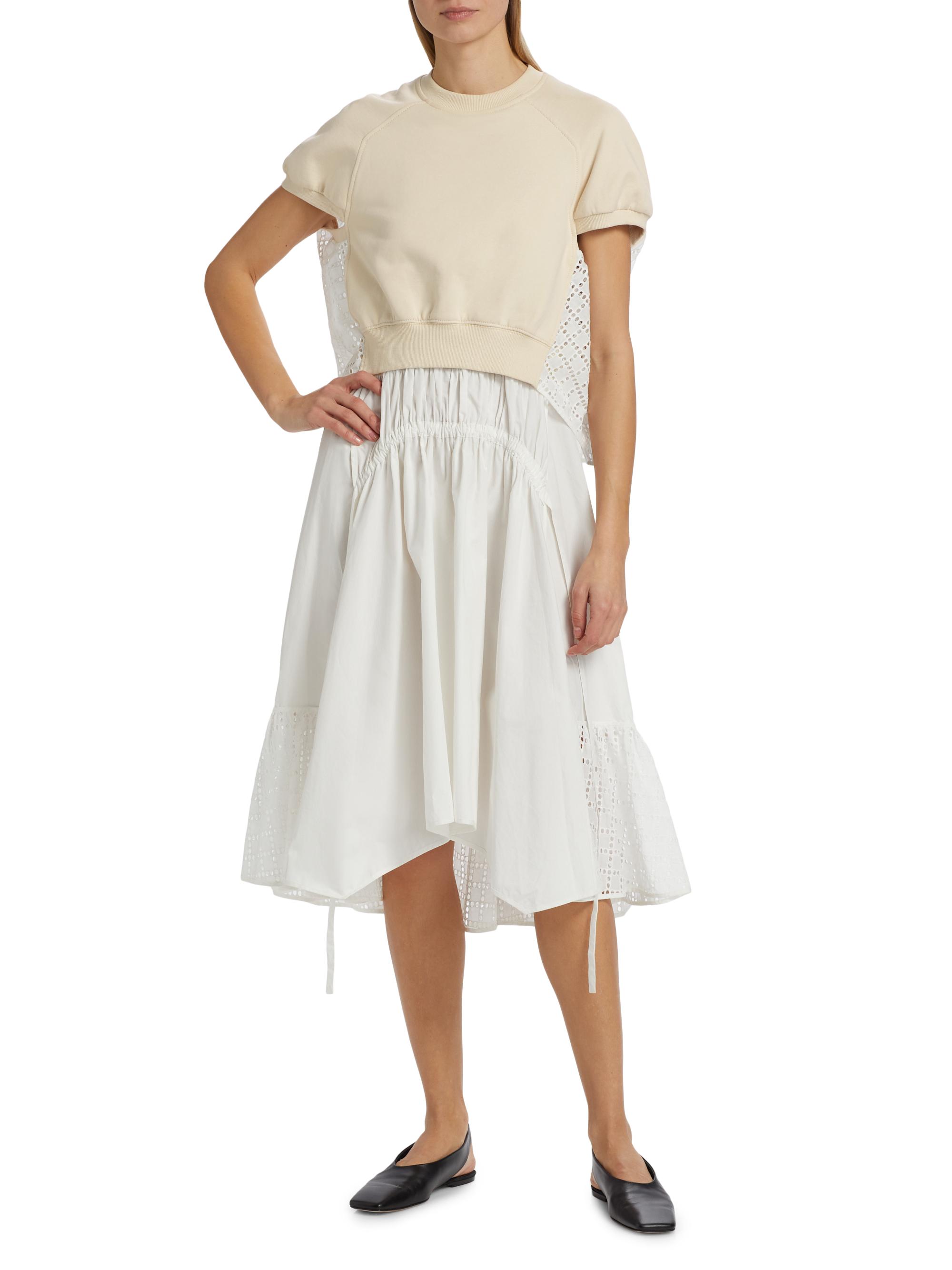 3.1 Phillip Lim French Terry Combo Brodiere Anglaise Dress | Saks