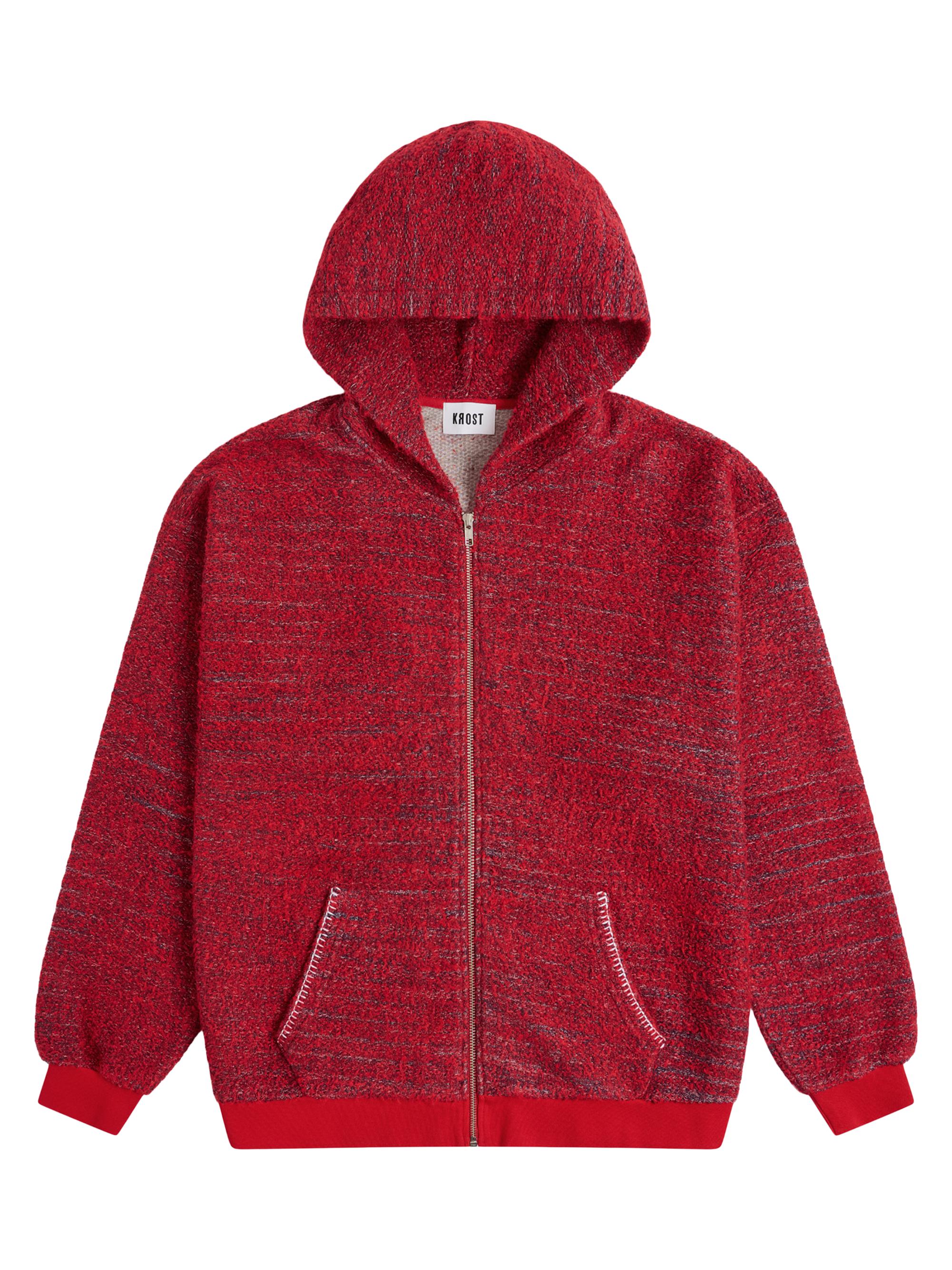 Krost Men's Speckled Terry Zip Hoodie - Fiery Red