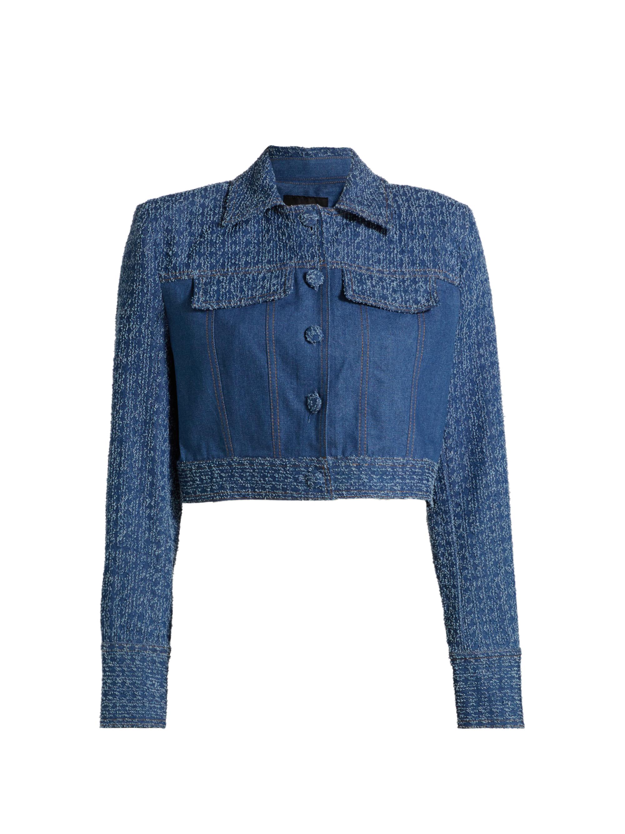 Sabina Musáyev Women's Ari Cropped Denim Jacket - Dark Blue