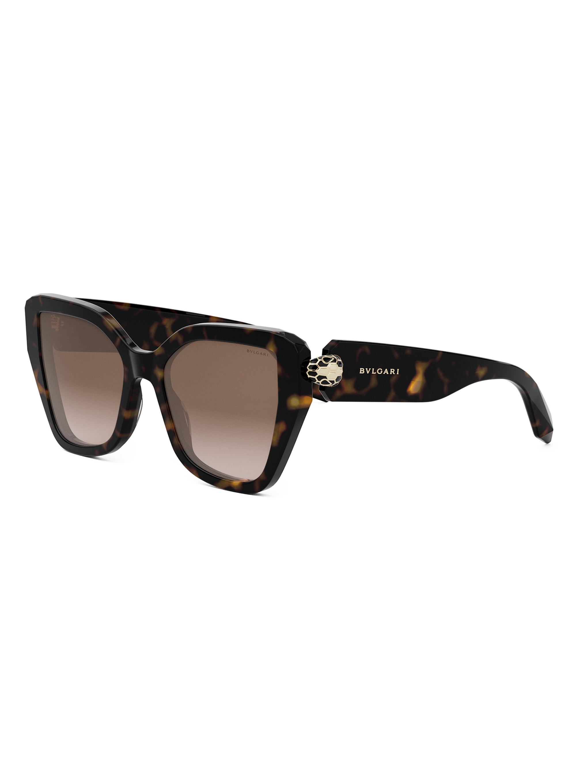 BVLGARI Women's Serpenti 53MM Butterfly Sunglasses - Dark Havana Gradient Brown