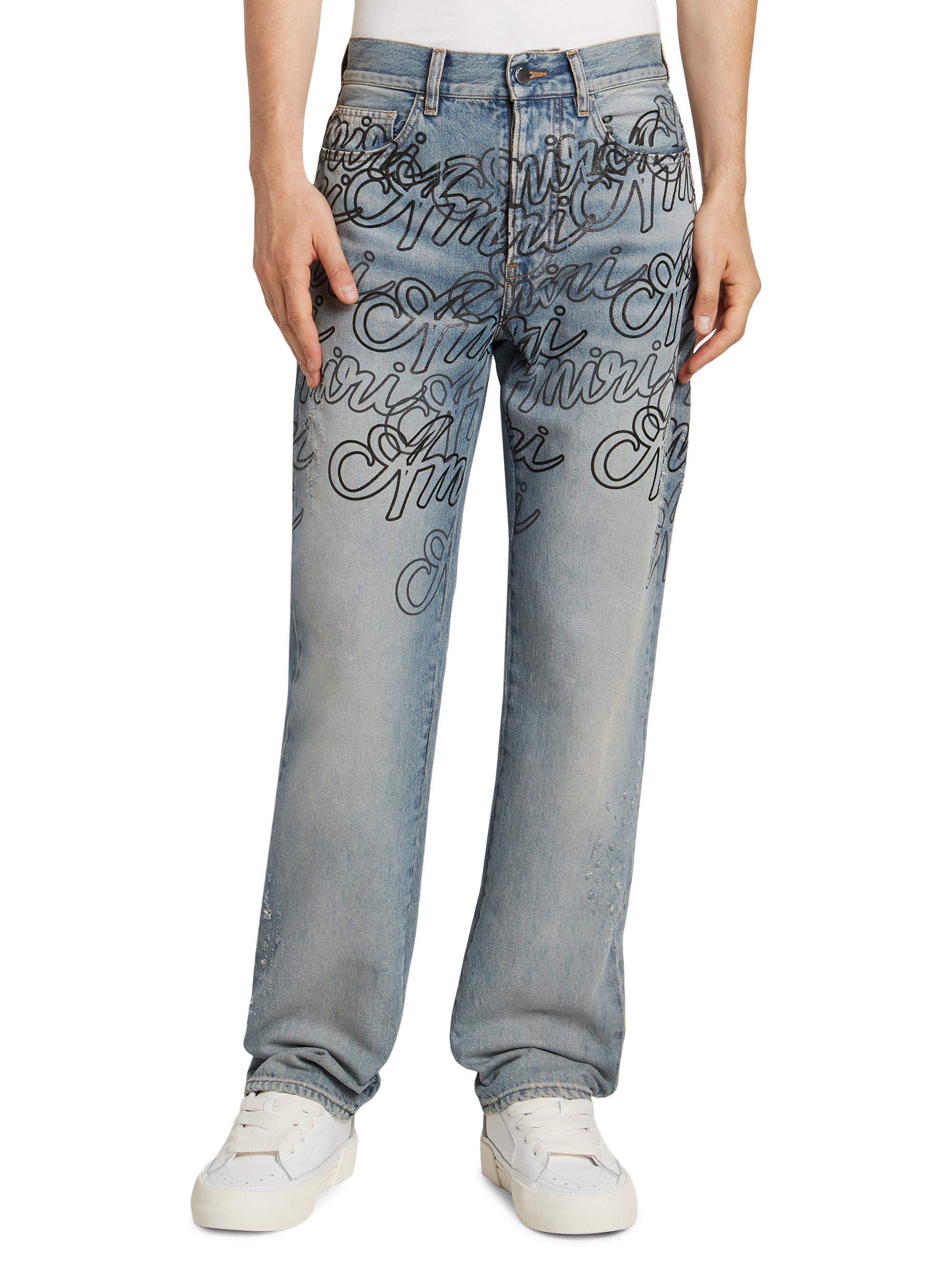 Amiri Script Logo Straight-Leg Jeans | Saks Fifth Avenue