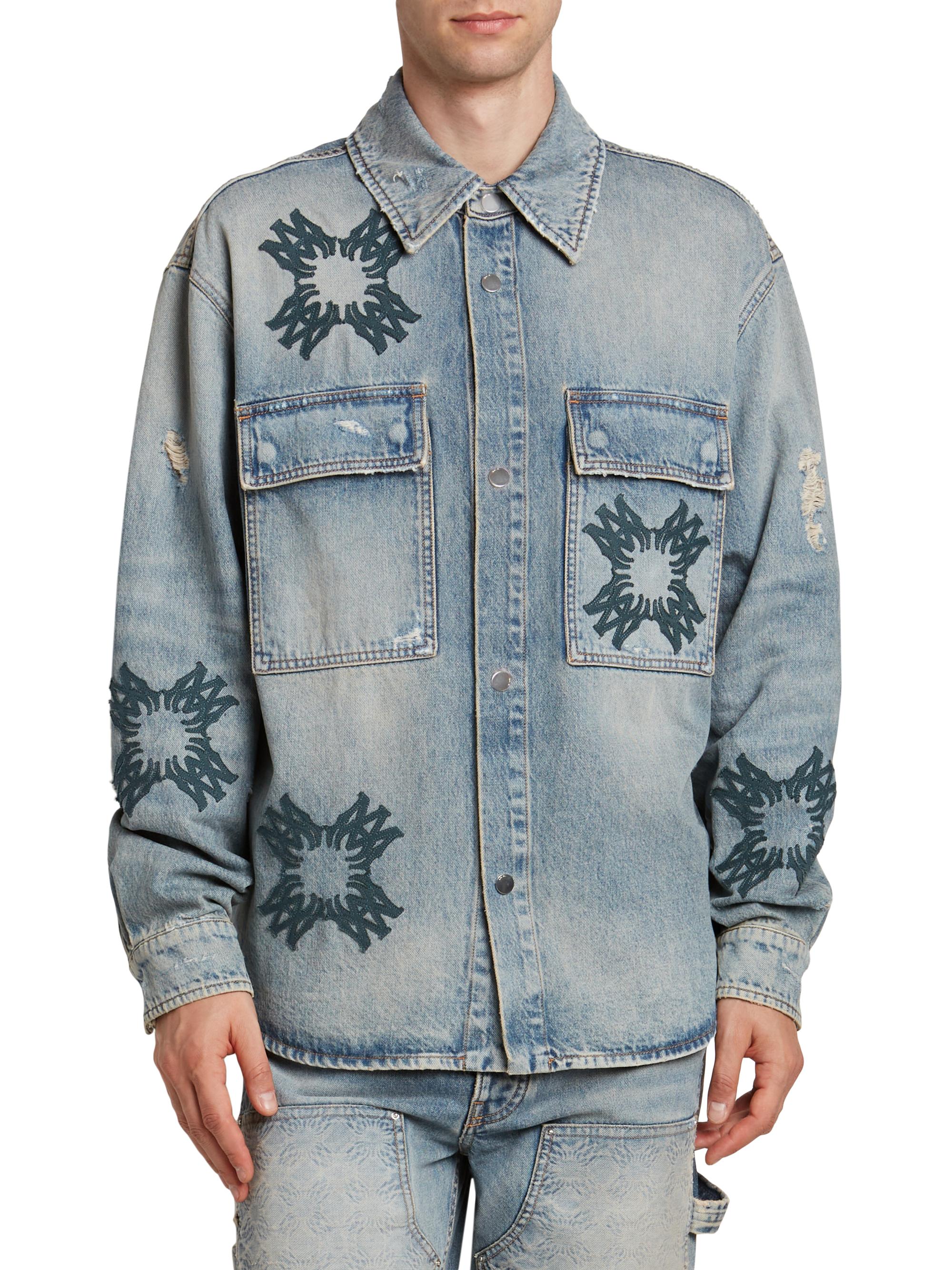 Amiri Ma Quad Denim Logo Shirt | Saks Fifth Avenue
