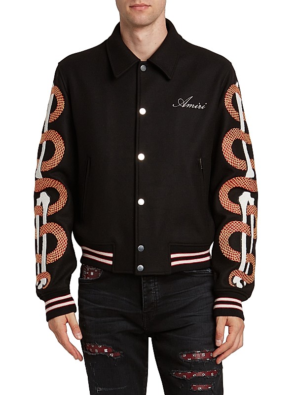 Shop Amiri Bones Wool-Blend Varsity Jacket | Saks Fifth Avenue Shop Amiri Bones Wool-Blend Varsity Jacket | Saks Fifth Avenue