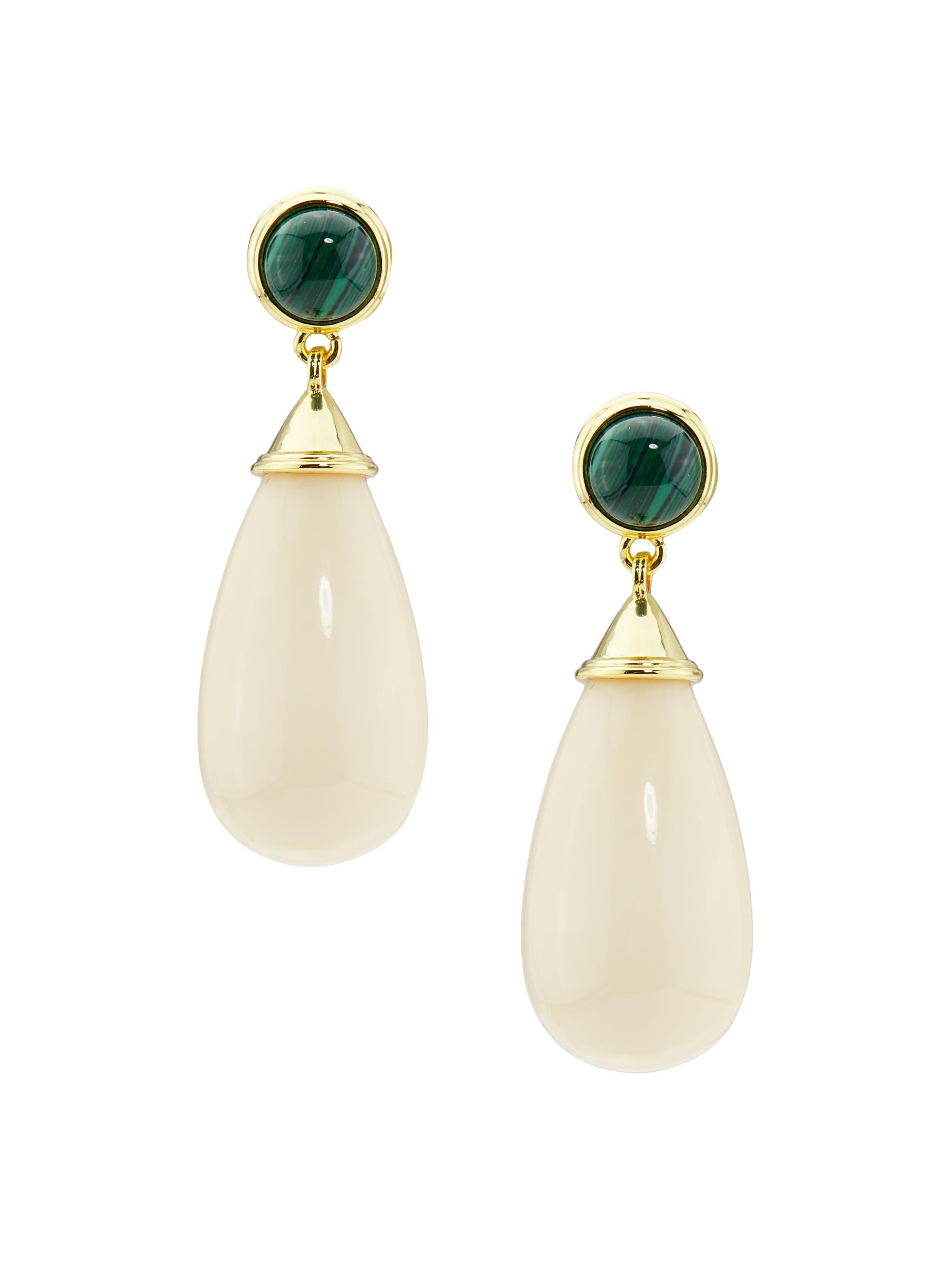 Kenneth Jay Lane Women's 18K-Gold-Plated & Mixed-Media Drop Earrings -  Malachite Gold