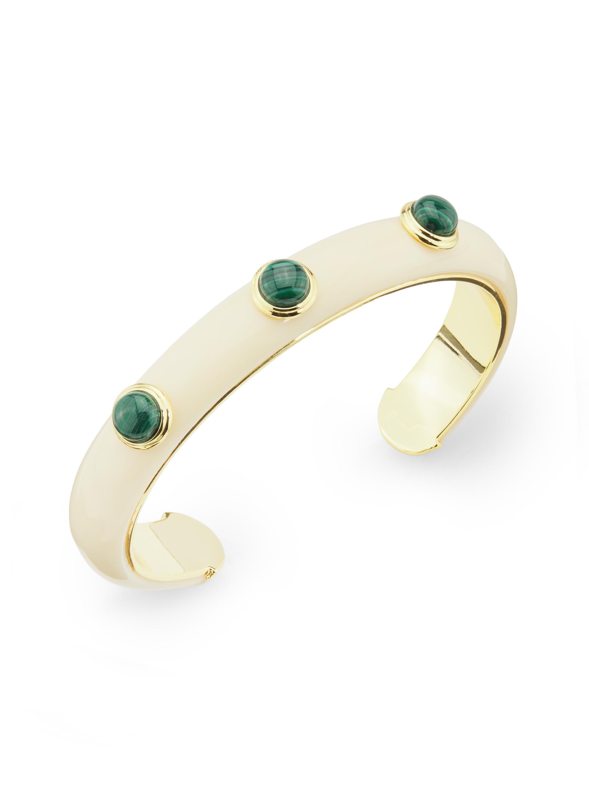 Kenneth Jay Lane Women's 18K-Gold-Plated & Mixed-Media Cuff -  Malachite Gold